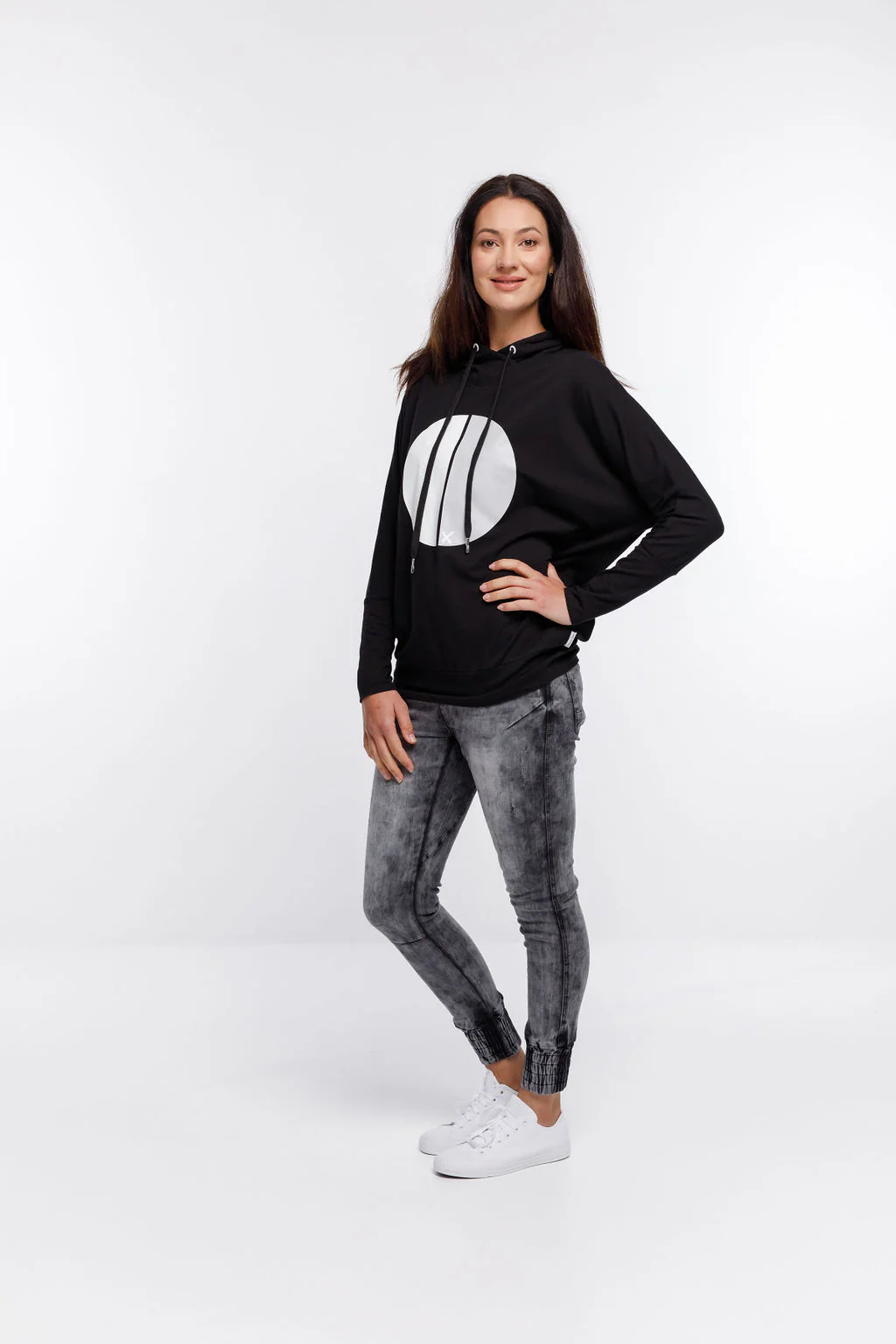 Home Lee Ellen Hoodie - Large Cut Circle Print - Image 3