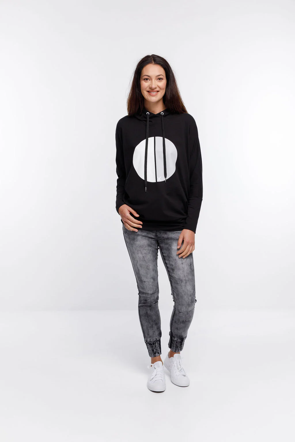 Home Lee Ellen Hoodie - Large Cut Circle Print - Image 5