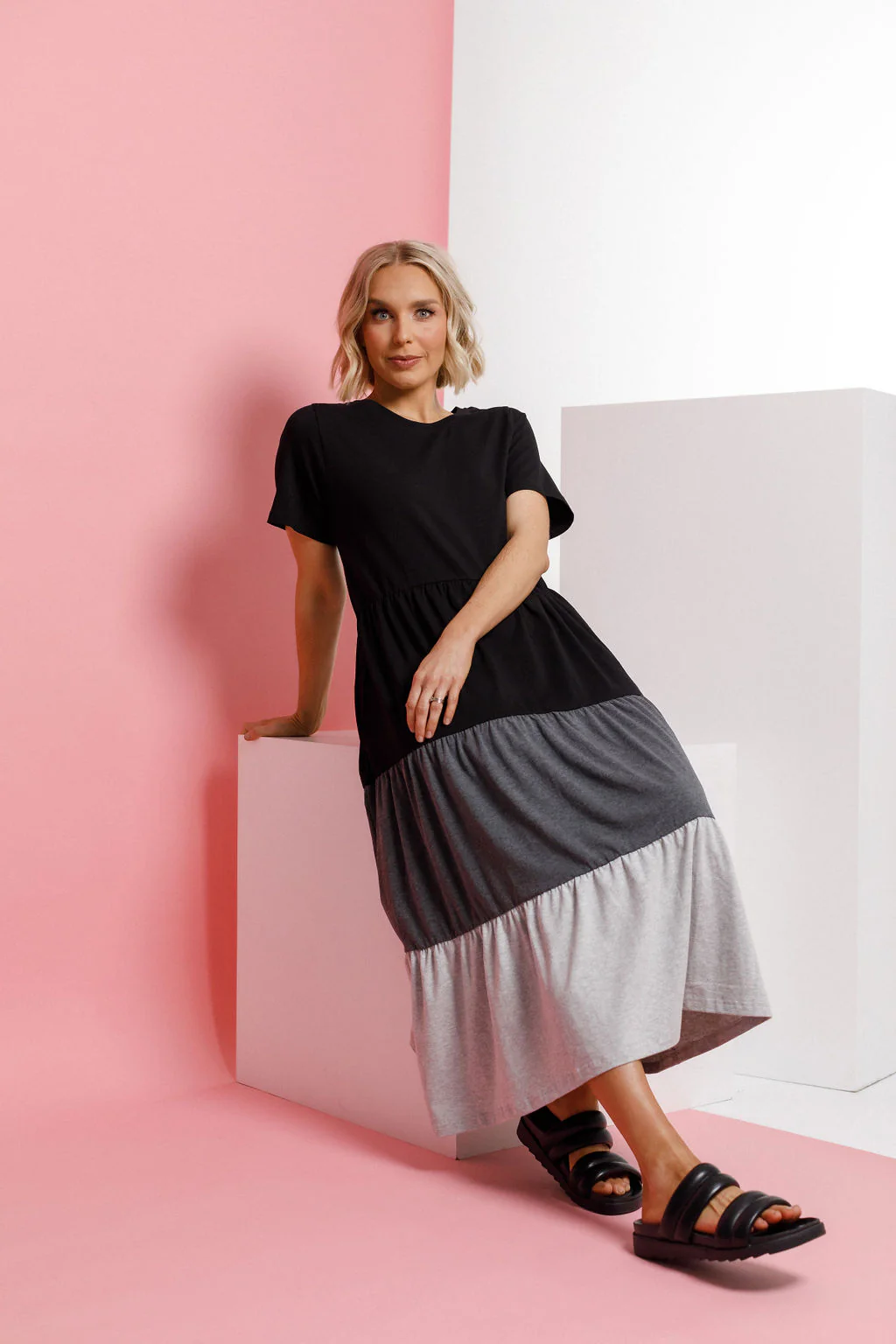Home Lee Kendall Dress - Black/Charcoal/Grey Spice - Image 3