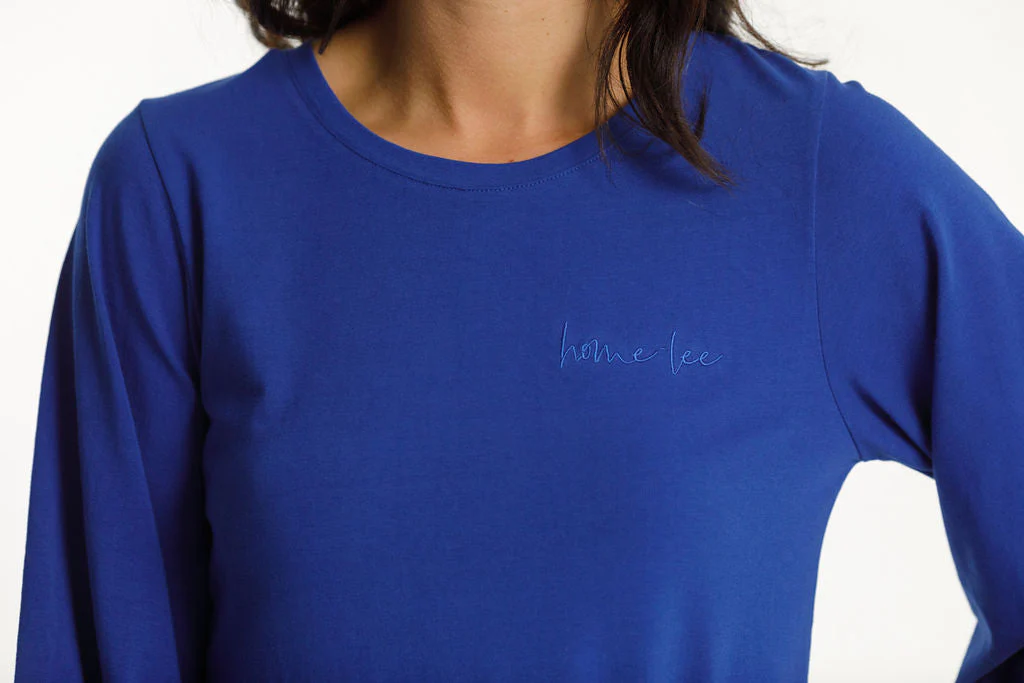 Home Lee Laylah Top Santorini Blue With Script - Image 4