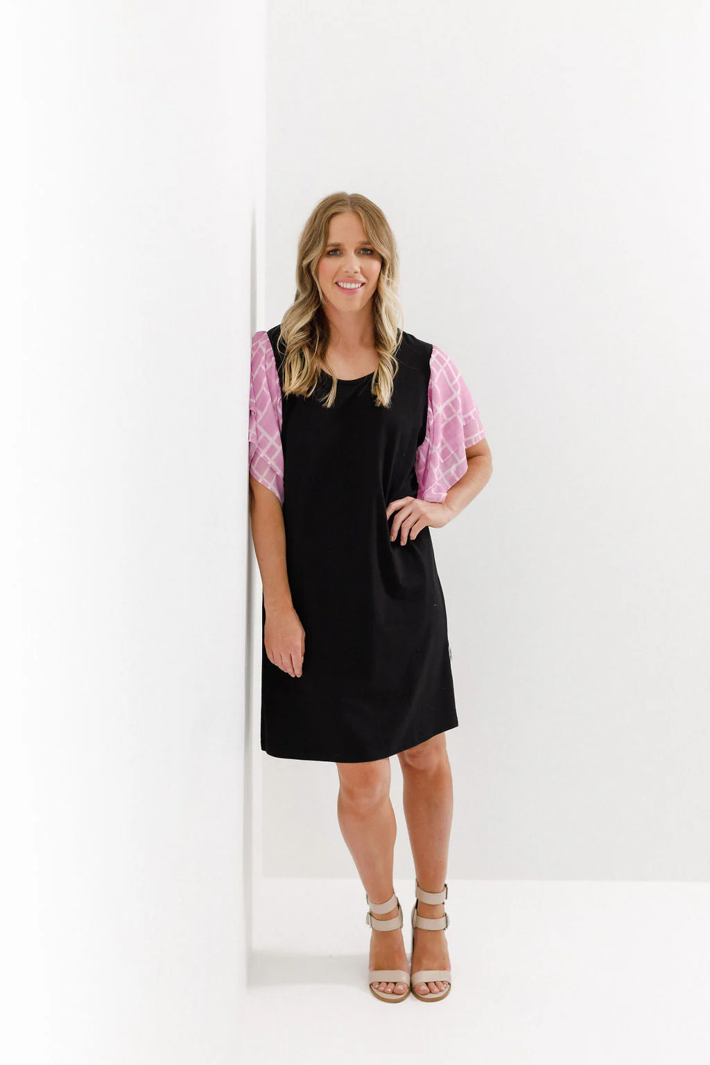Home Lee Lola Dress Black with Pink Bloom - Image 2