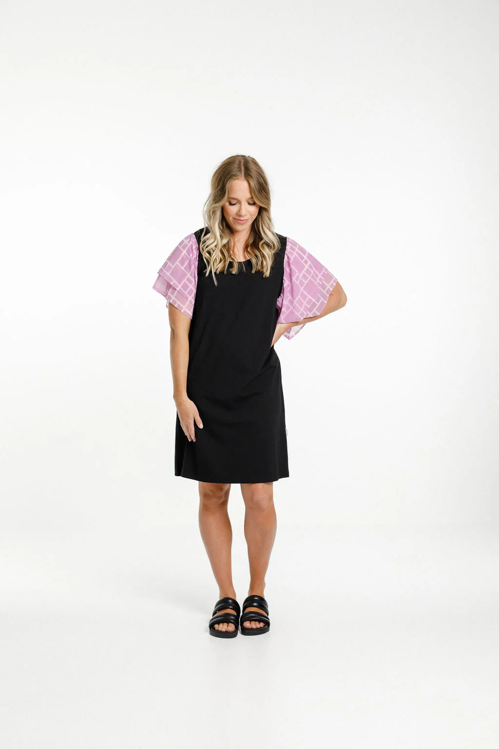 Home Lee Lola Dress Black with Pink Bloom - Image 3