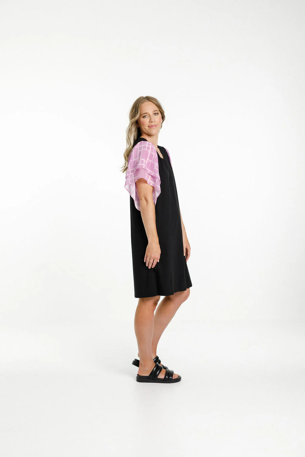 Home Lee Lola Dress Black with Pink Bloom - Image 5