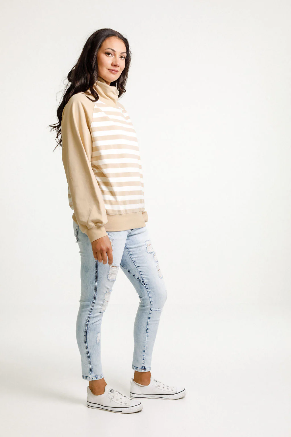 Home Lee Sienna Sweater Coffee Cream Stripe - Image 3