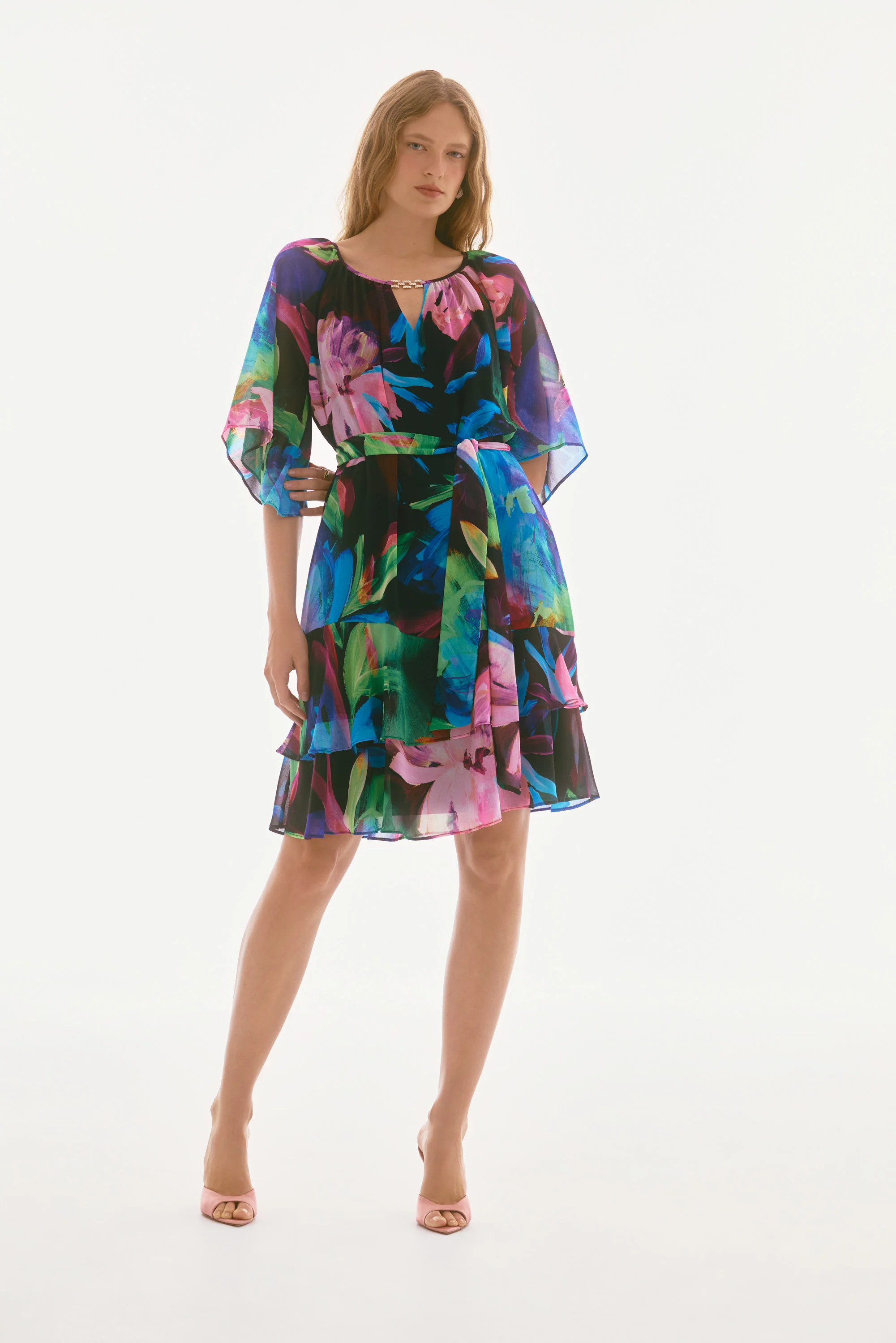 Joseph Ribkoff Chiffon A-Line Dress - Image 3