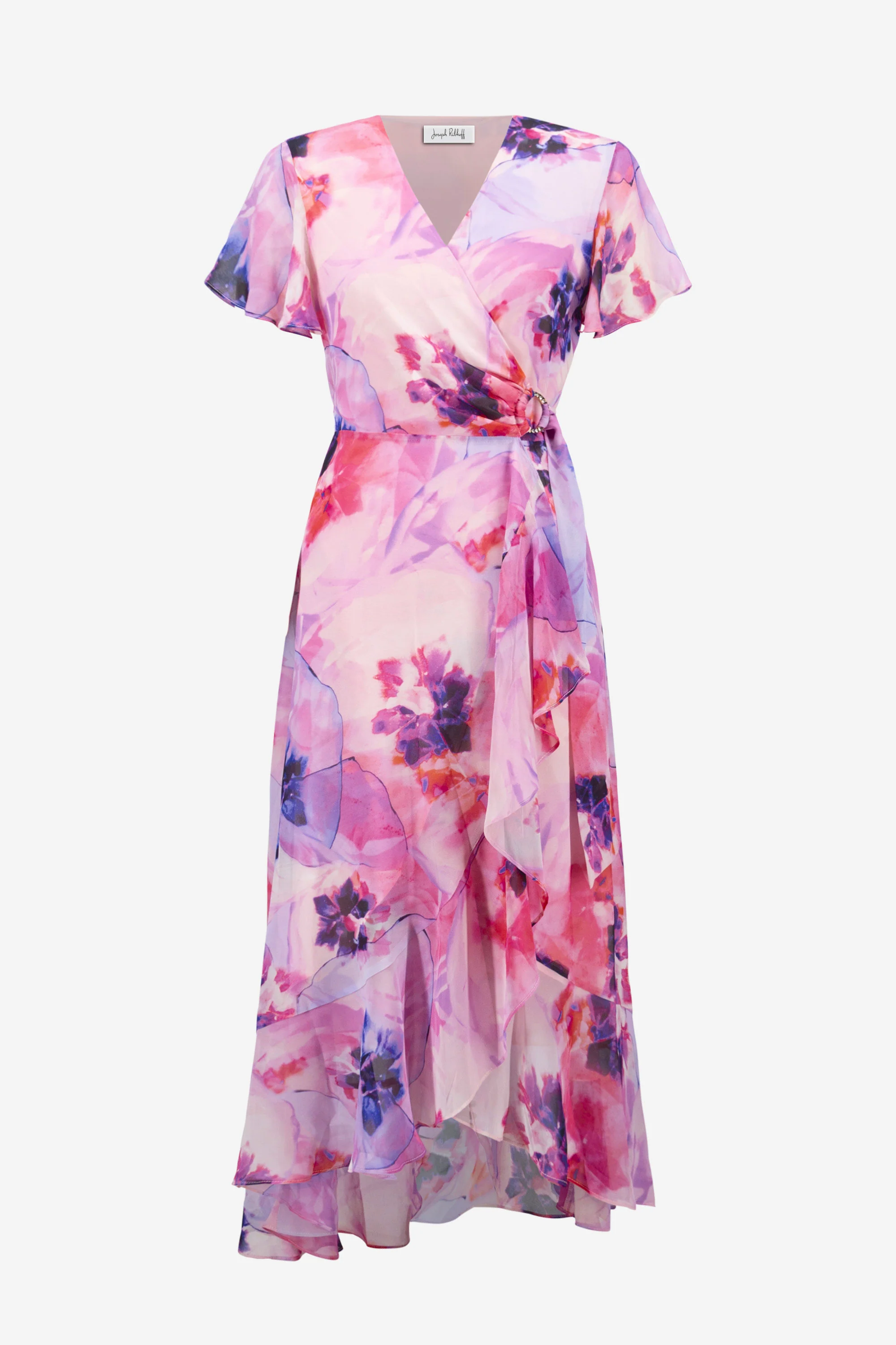 Joseph Ribkoff Chiffon Wrap Dress - Pink - Image 3