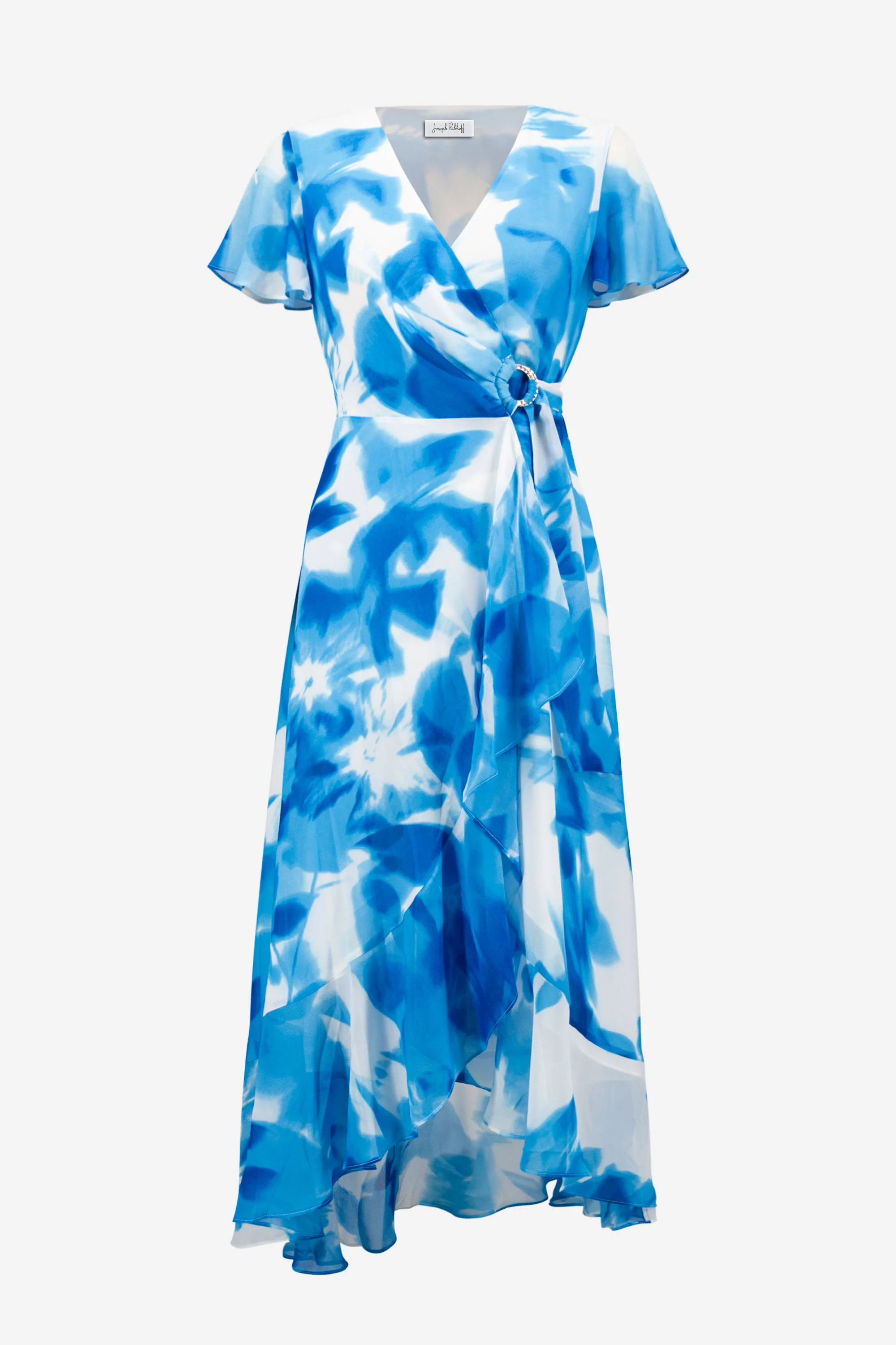 Joseph Ribkoff Chiffon Wrap Dress - Vanilla Blue - Image 3