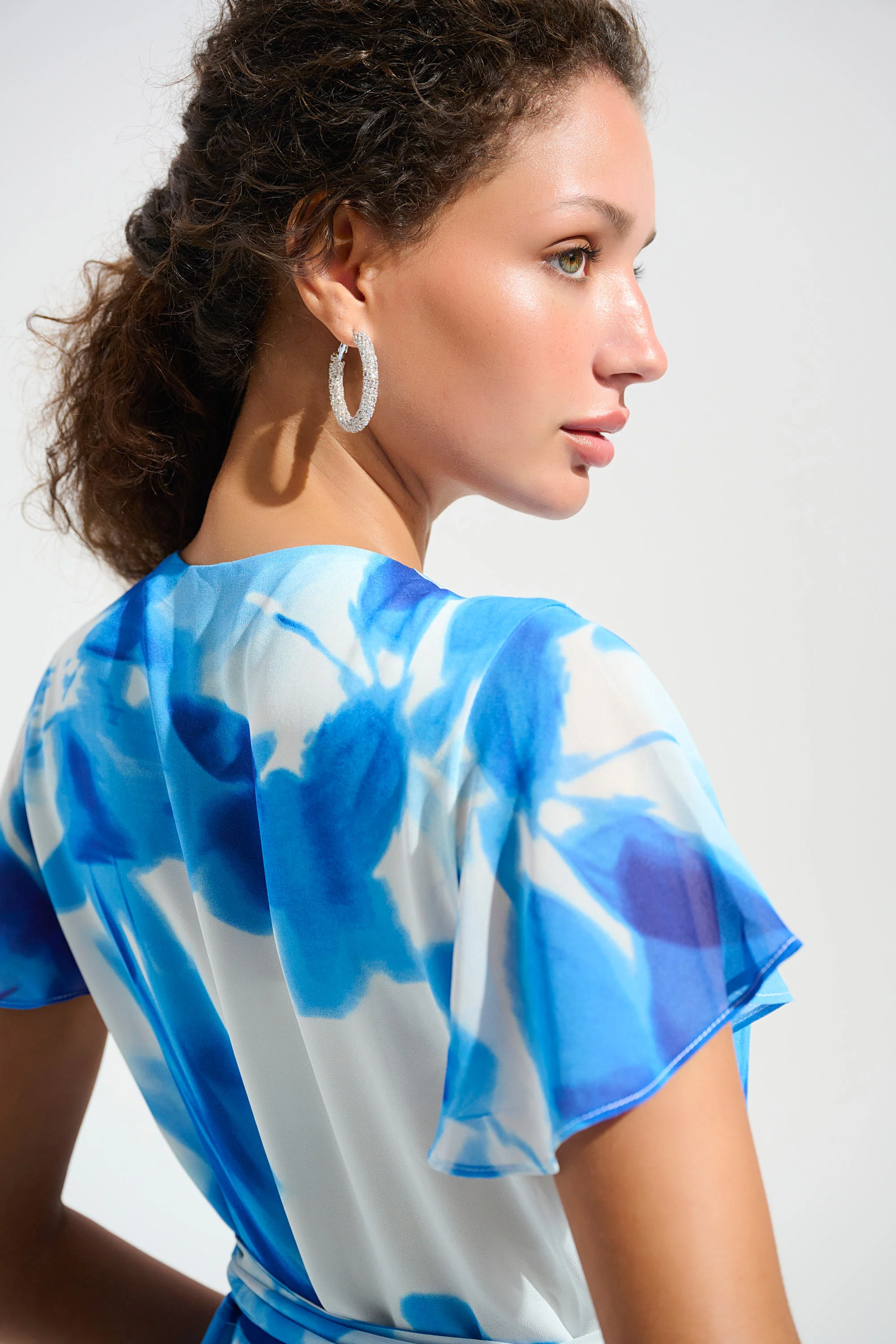 Joseph Ribkoff Chiffon Wrap Dress - Vanilla Blue - Image 4