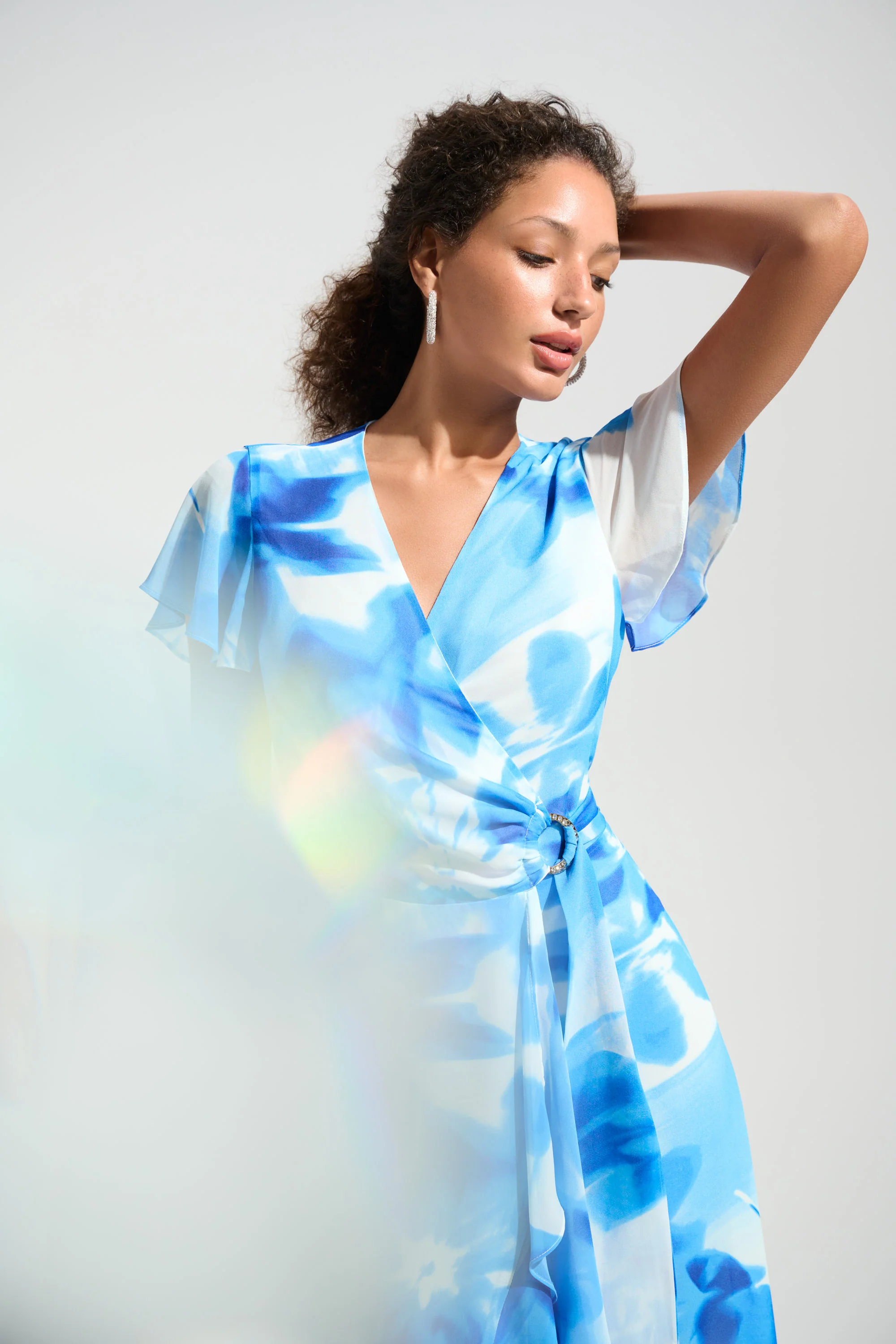 Joseph Ribkoff Chiffon Wrap Dress - Vanilla Blue - Image 6