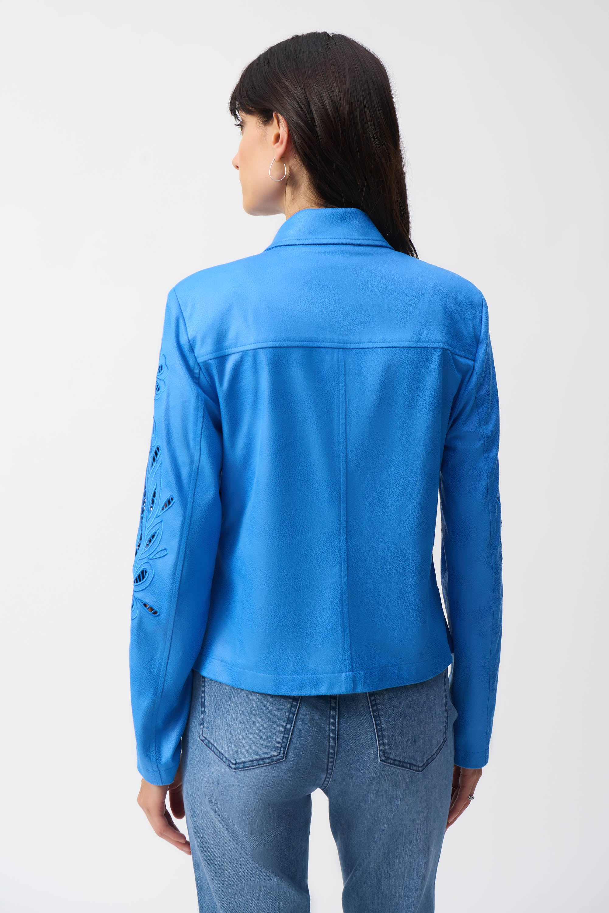 Joseph Ribkoff Foiled Faux-Suede Moto Jacket - Image 4