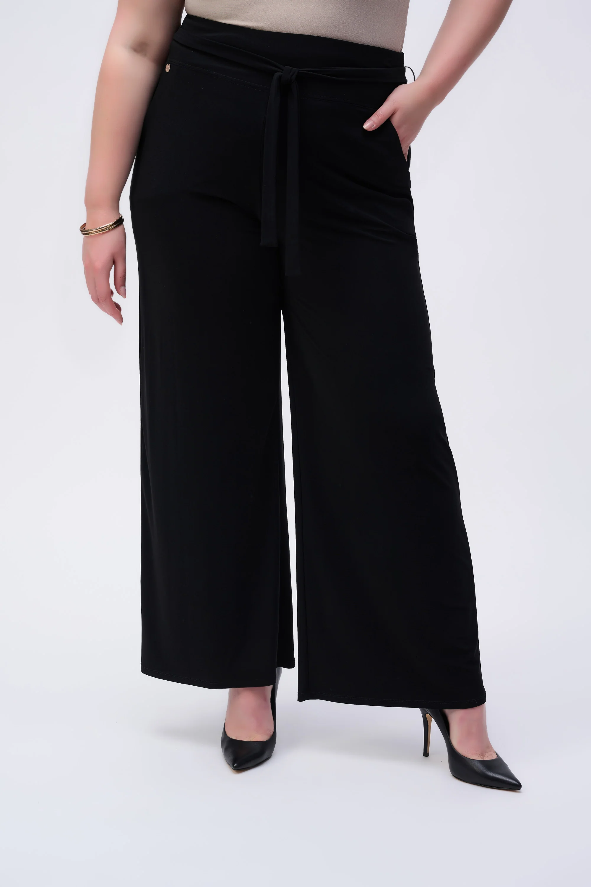 Joseph Ribkoff Knit Wide Leg Pants with Sash - Image 7