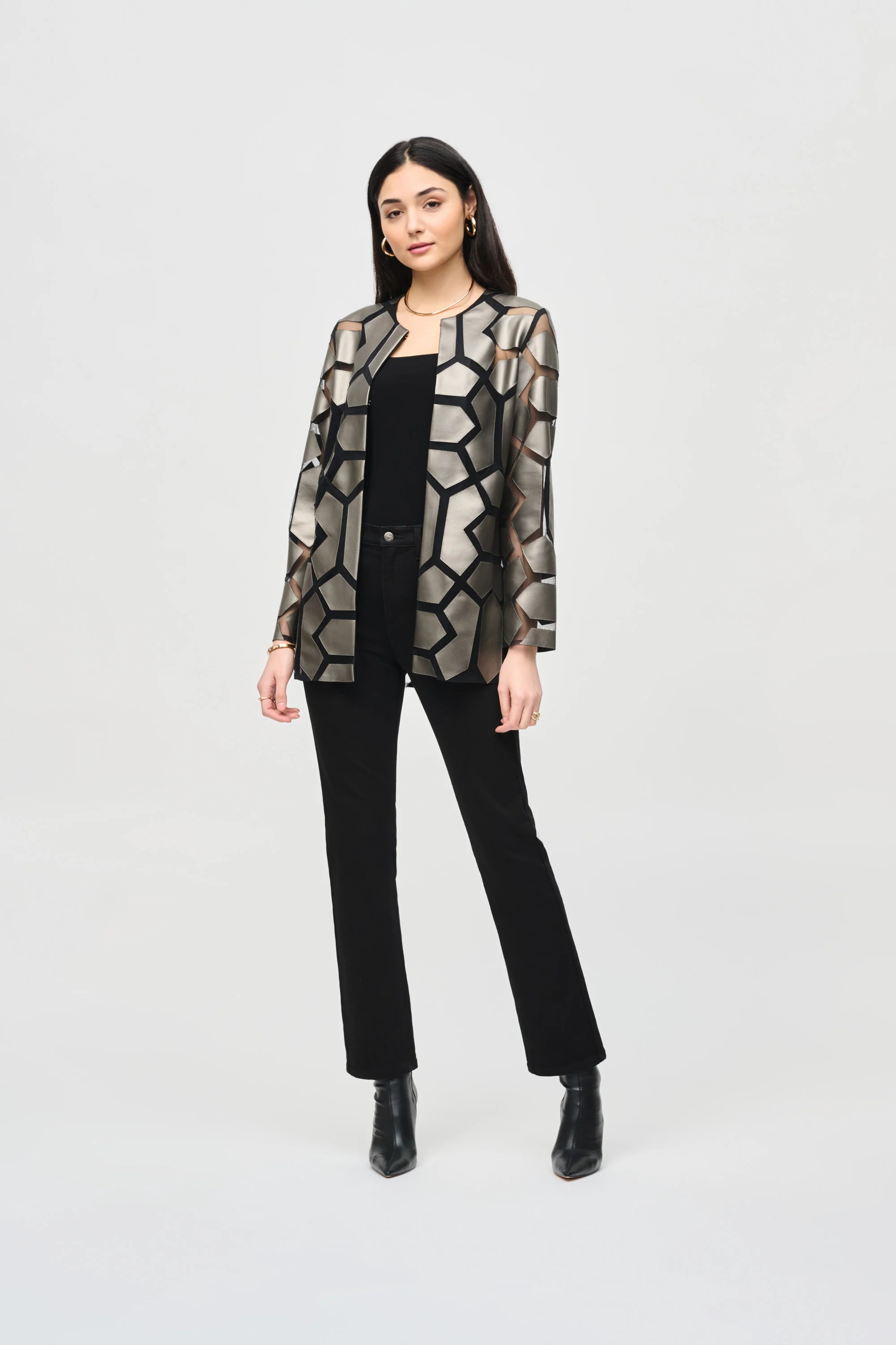 Joseph Ribkoff Mesh Jacket - Grey - Image 3
