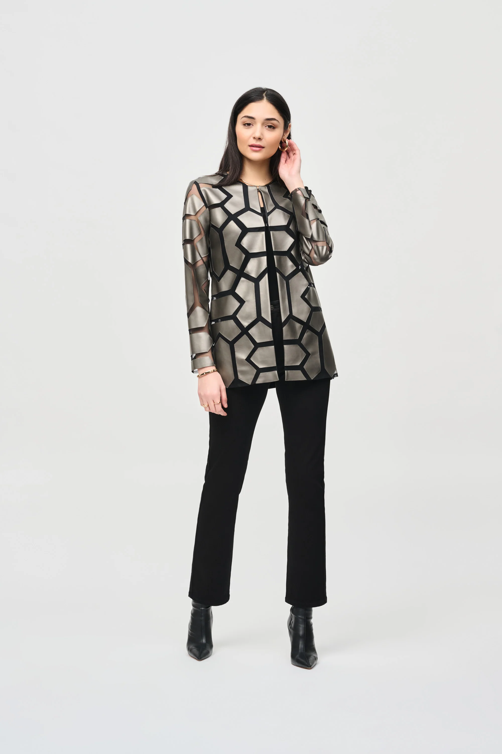 Joseph Ribkoff Mesh Jacket - Grey - Image 4