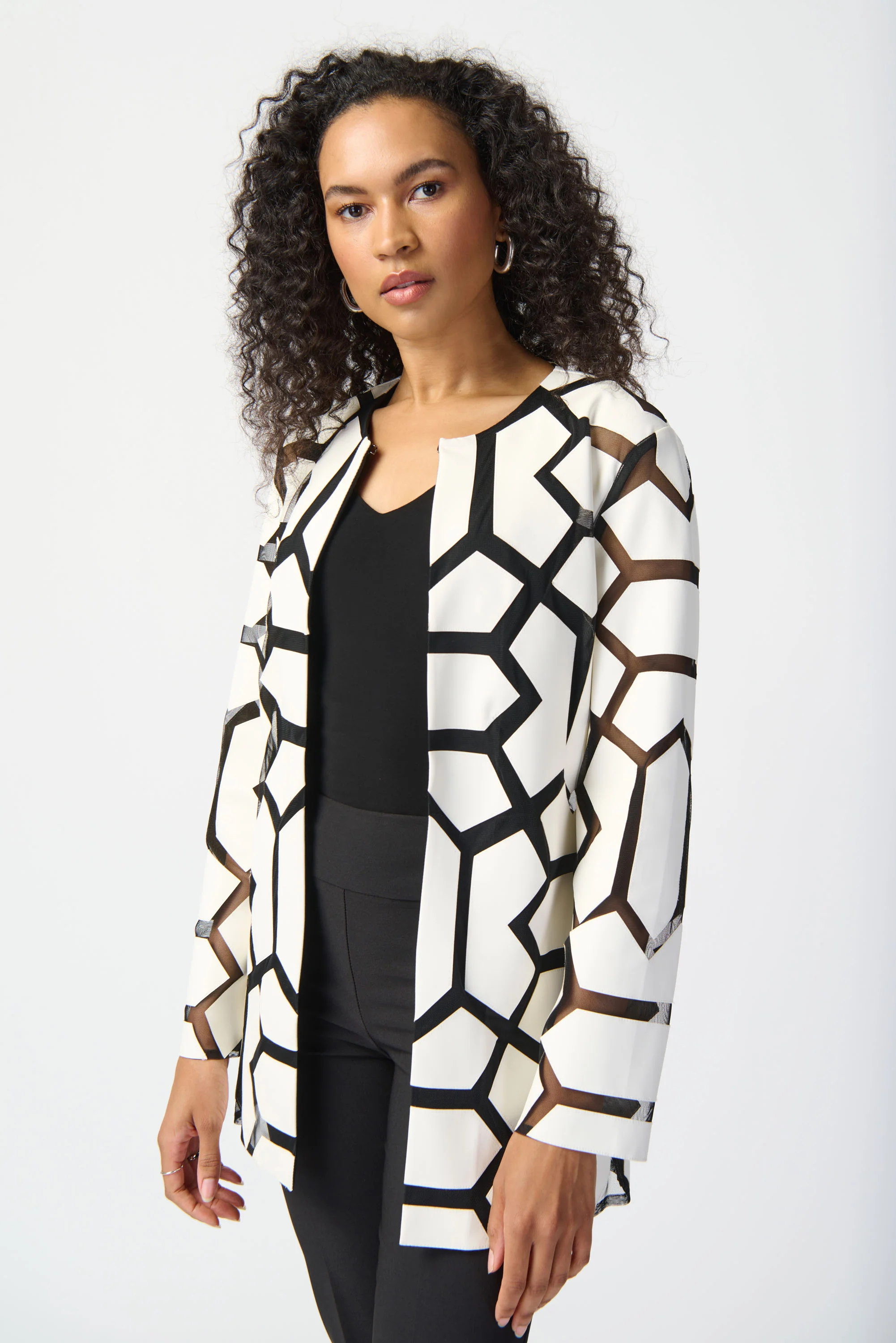 Joseph Ribkoff Mesh Jacket - White - Image 3