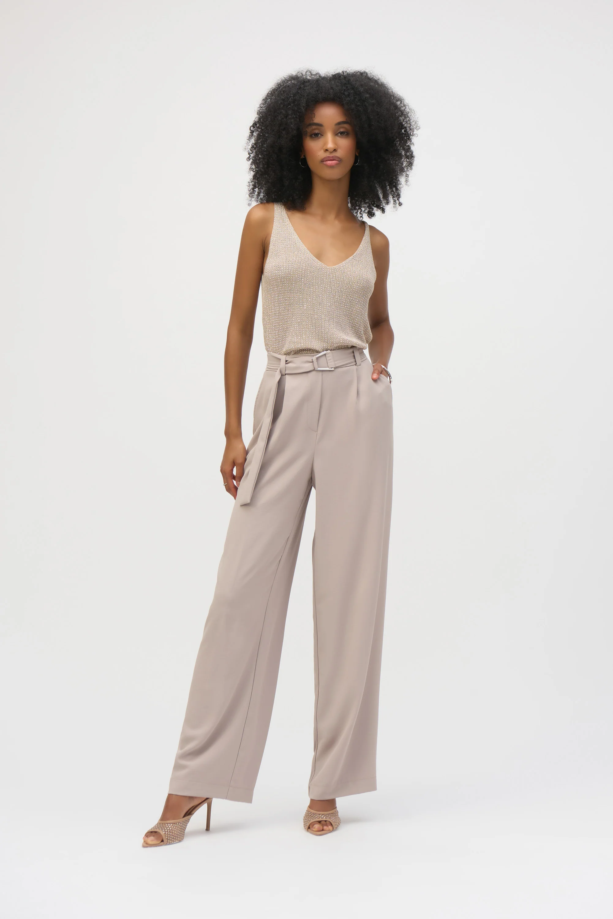 Joseph Ribkoff Metallic Camisole - Champagne - Image 10
