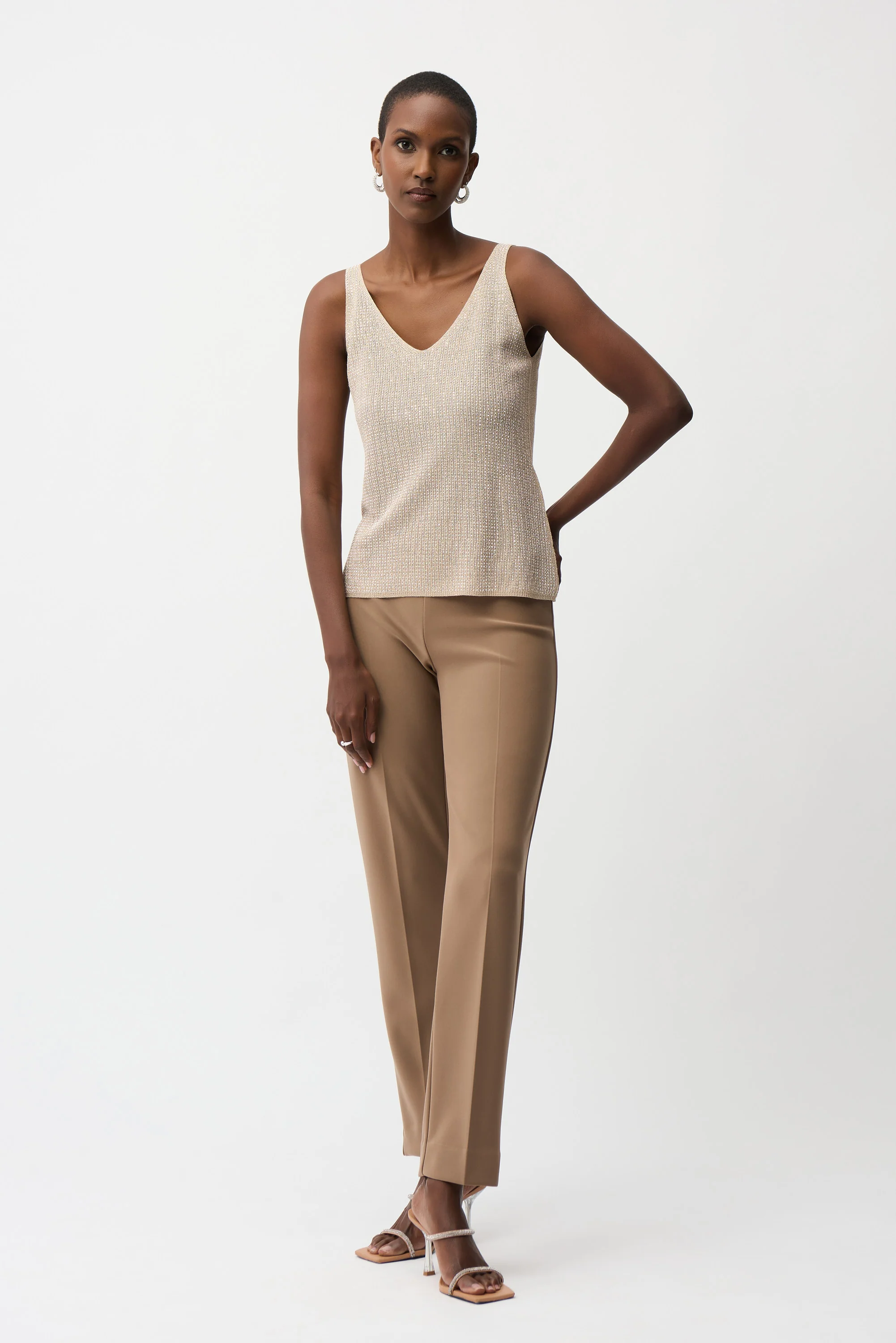 Joseph Ribkoff Metallic Camisole - Champagne - Image 11