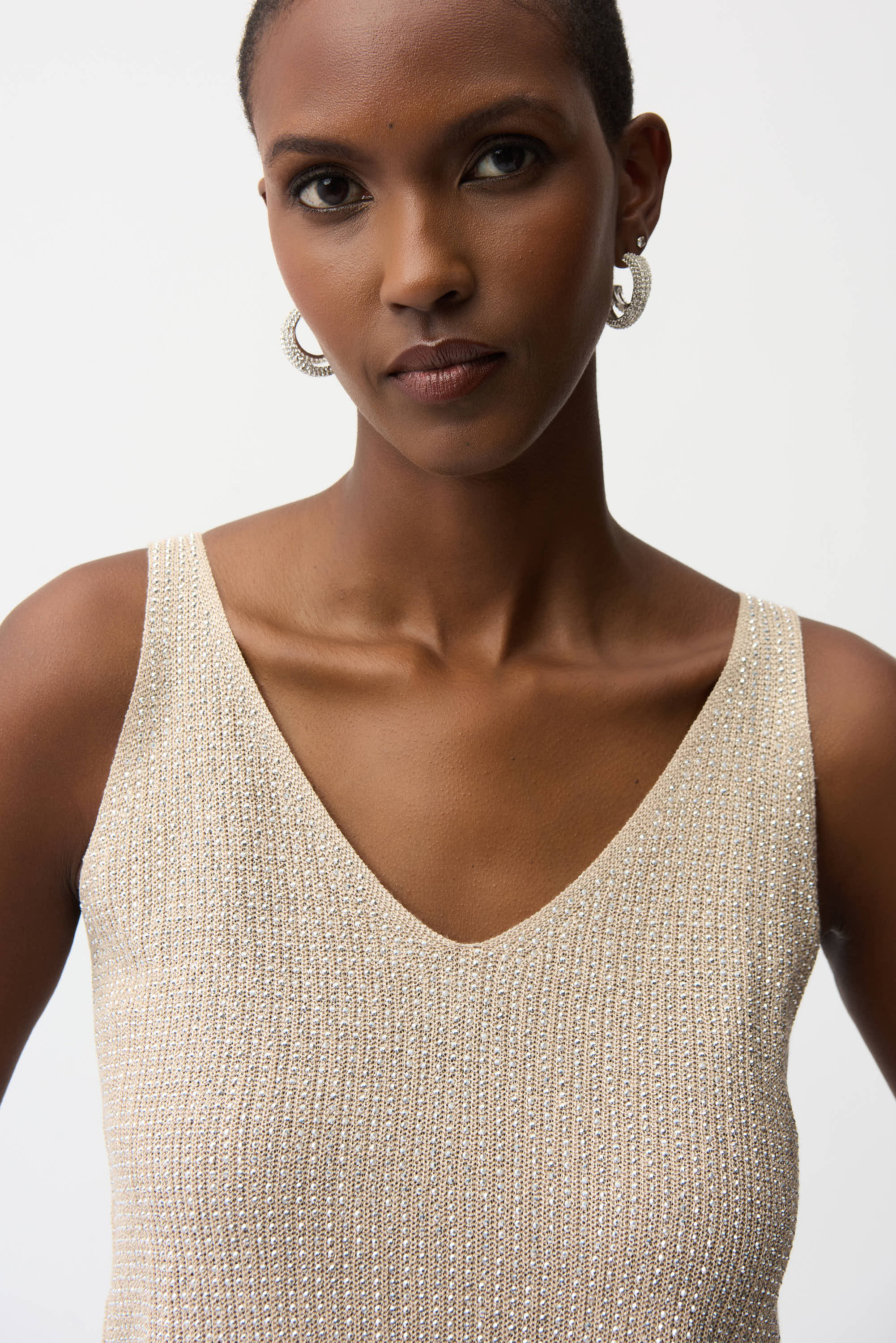 Joseph Ribkoff Metallic Camisole - Champagne - Image 2