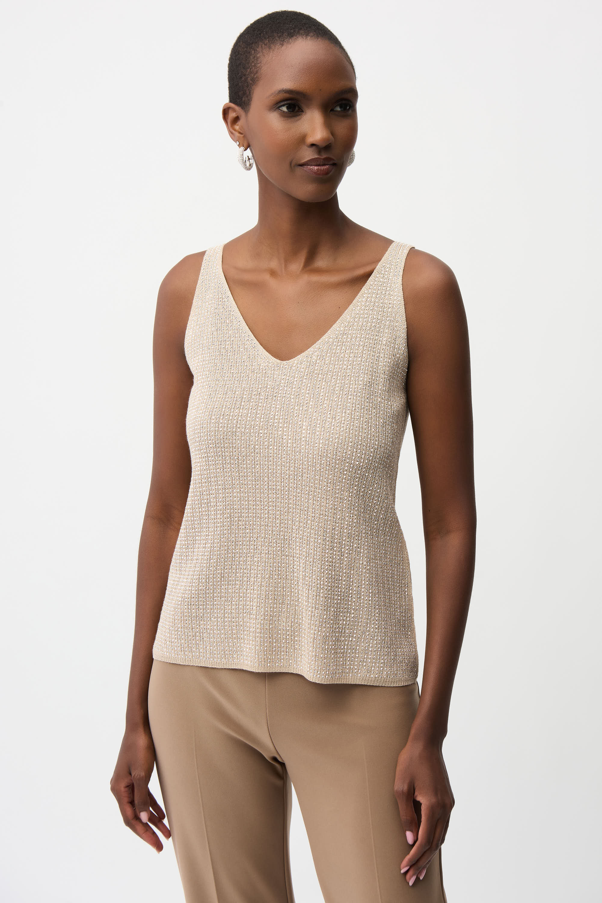 Joseph Ribkoff Metallic Camisole - Champagne - Image 3