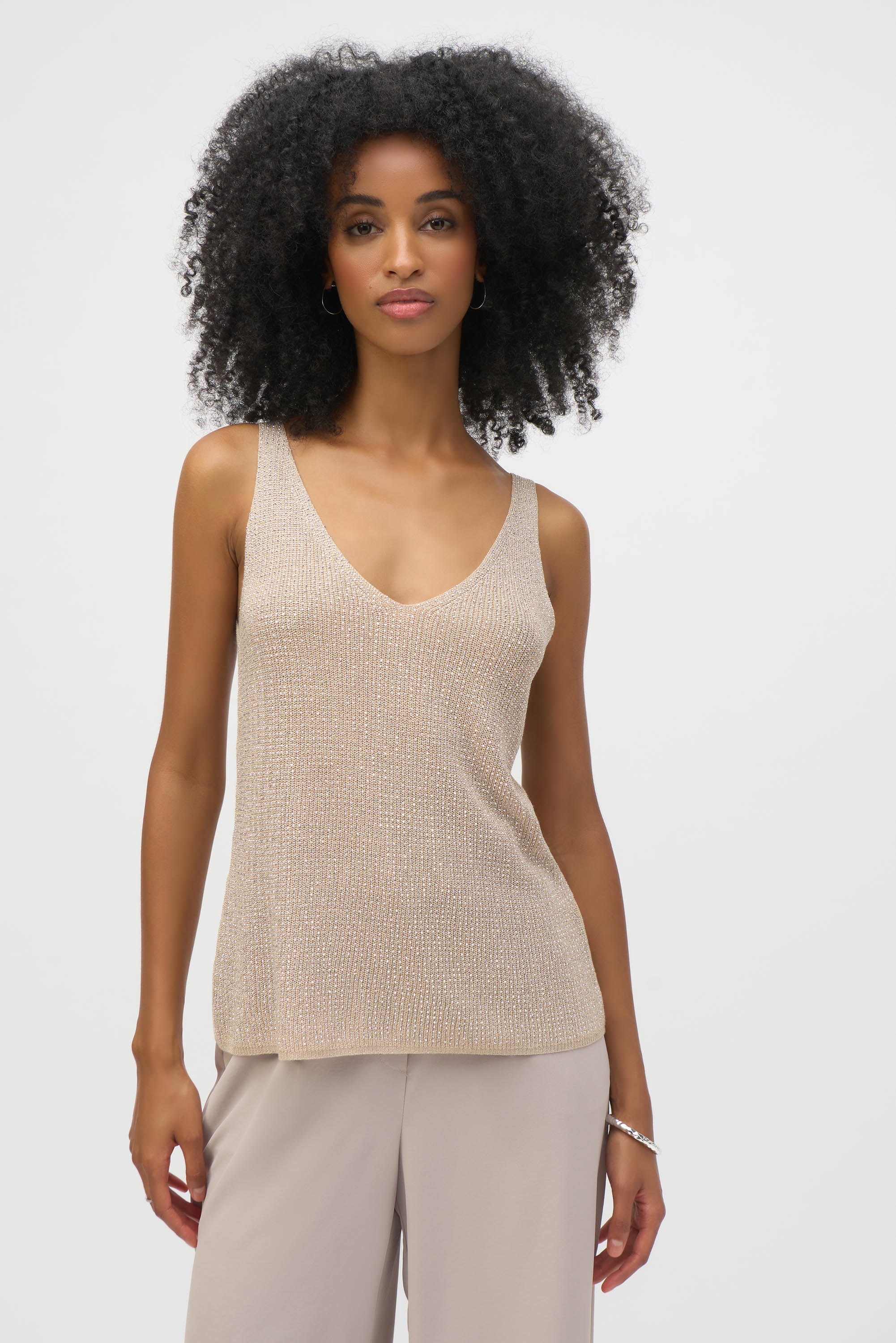 Joseph Ribkoff Metallic Camisole - Champagne - Image 5