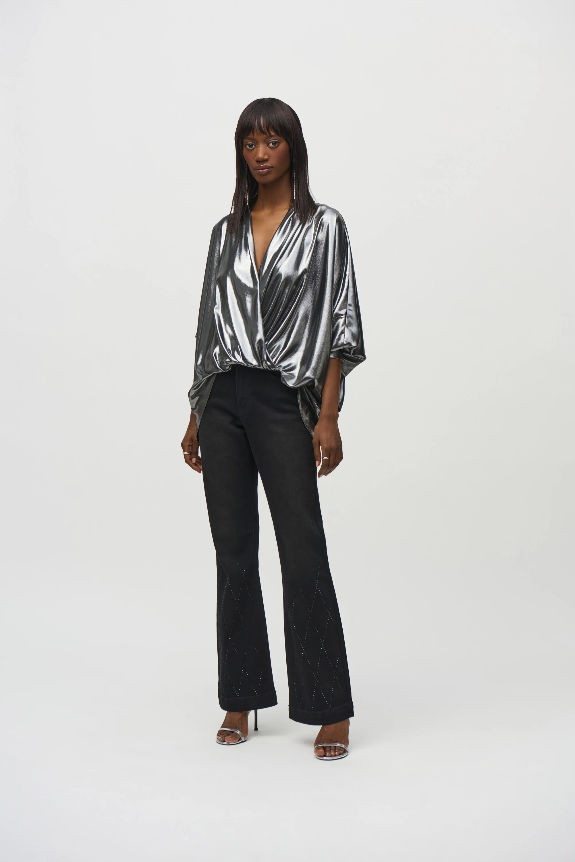 Joseph Ribkoff Metallic Wrap Top - Image 7