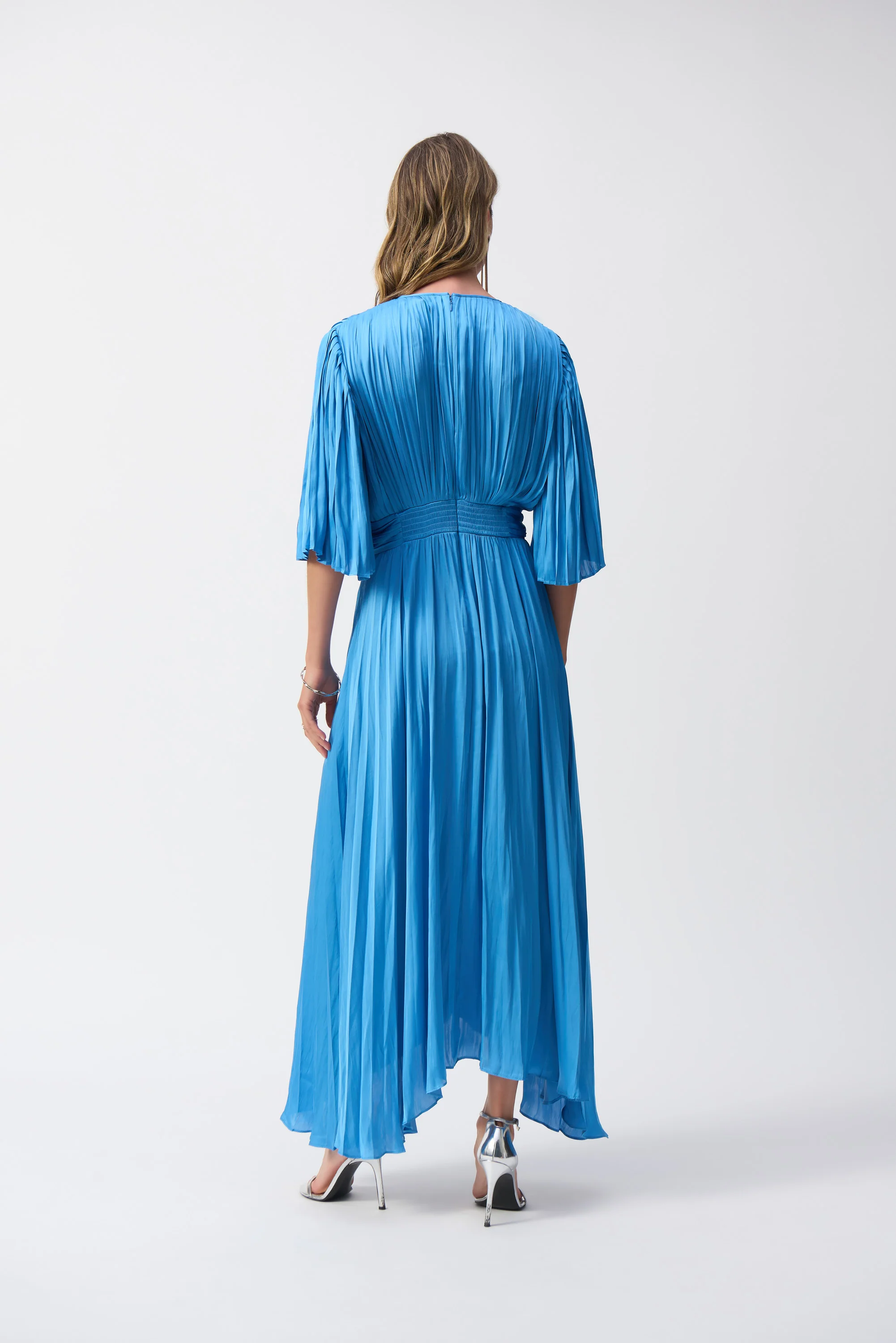 Joseph Ribkoff Pleated Satin Midi Dress - Image 4