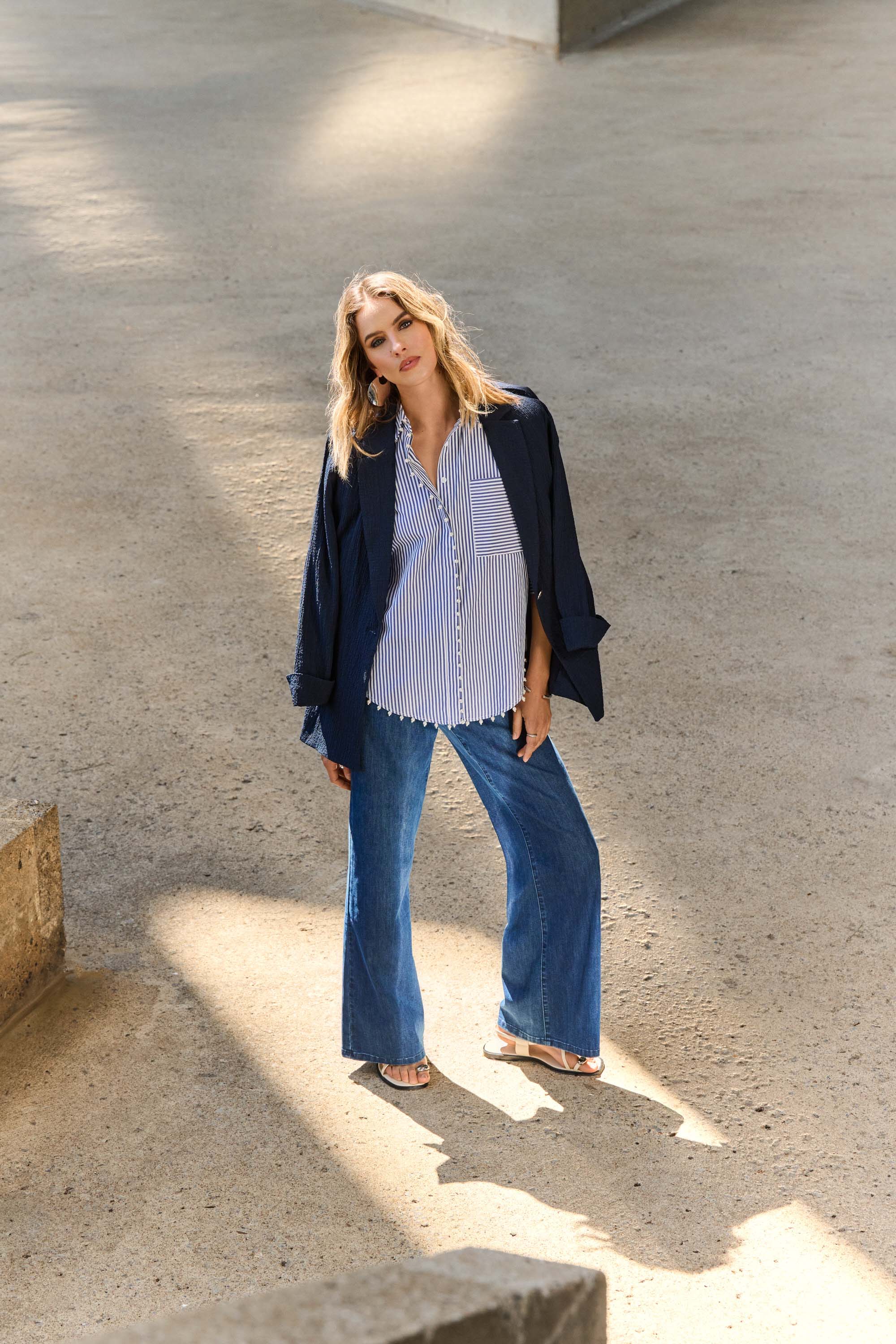 Joseph Ribkoff Wide Leg Jean-DARK DENIM - Image 2