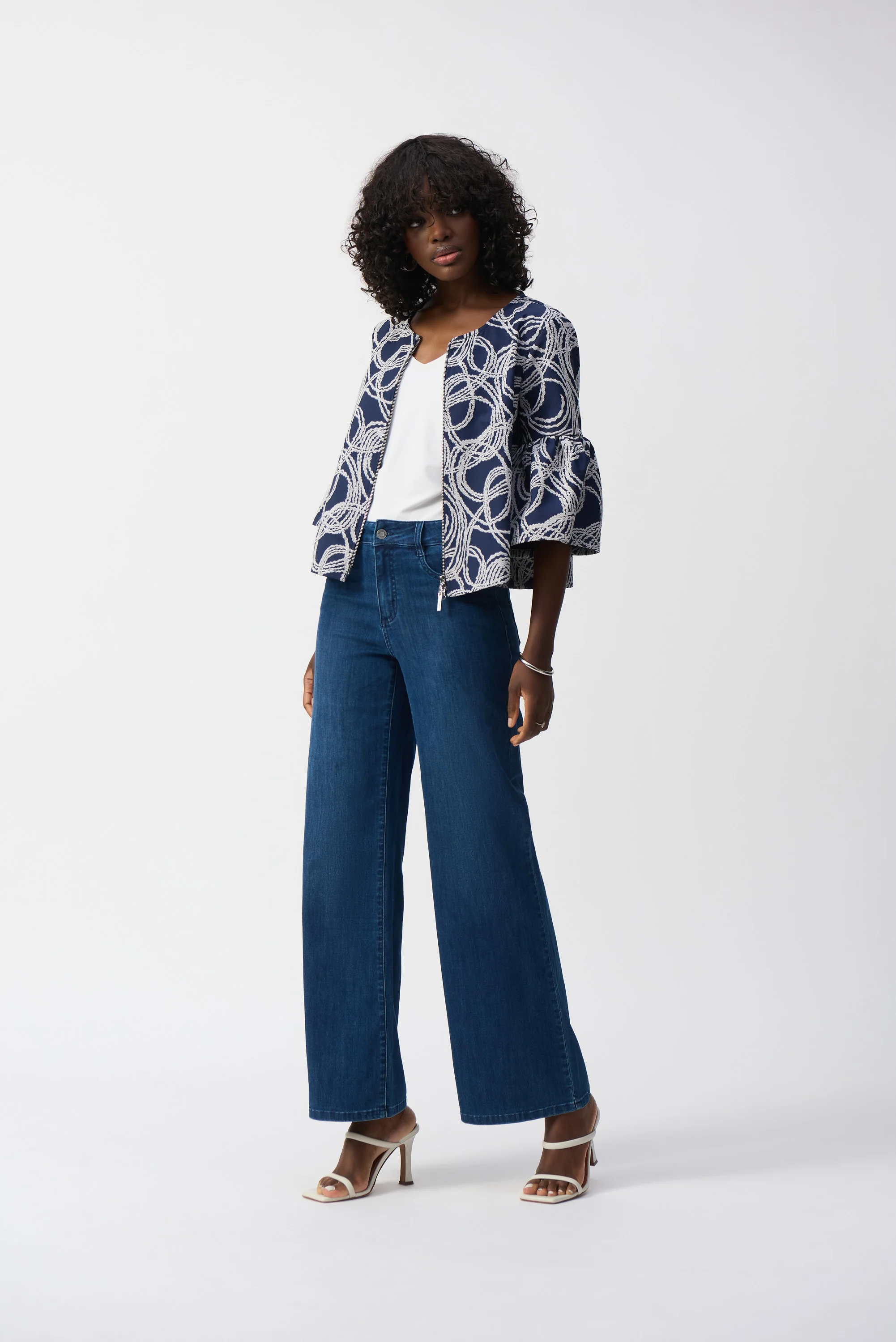 Joseph Ribkoff Wide Leg Jean-DARK DENIM - Image 5