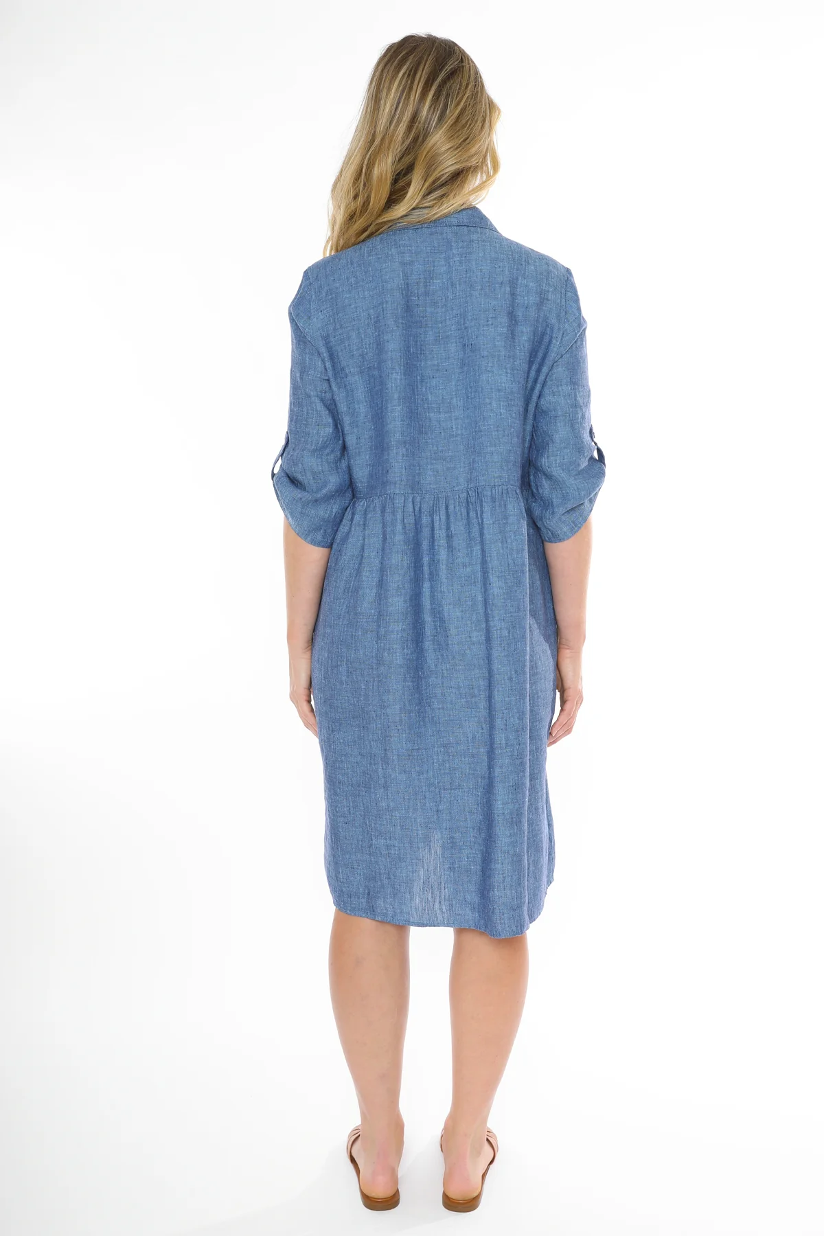 Jump 2 Pkt Linen Dress - Chambray - Image 3