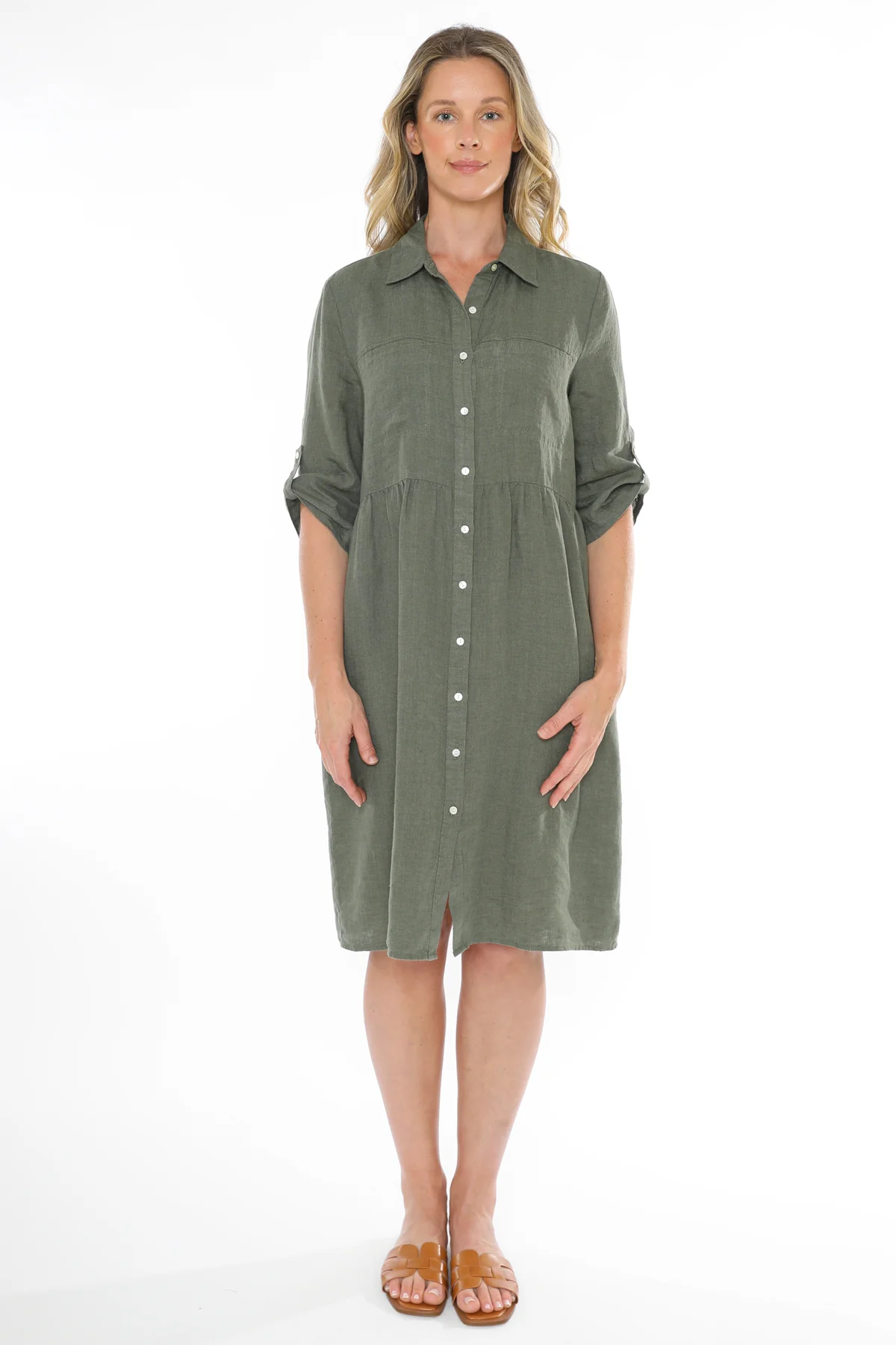 Jump 2 Pocket Linen Dress -Juniper - Image 3