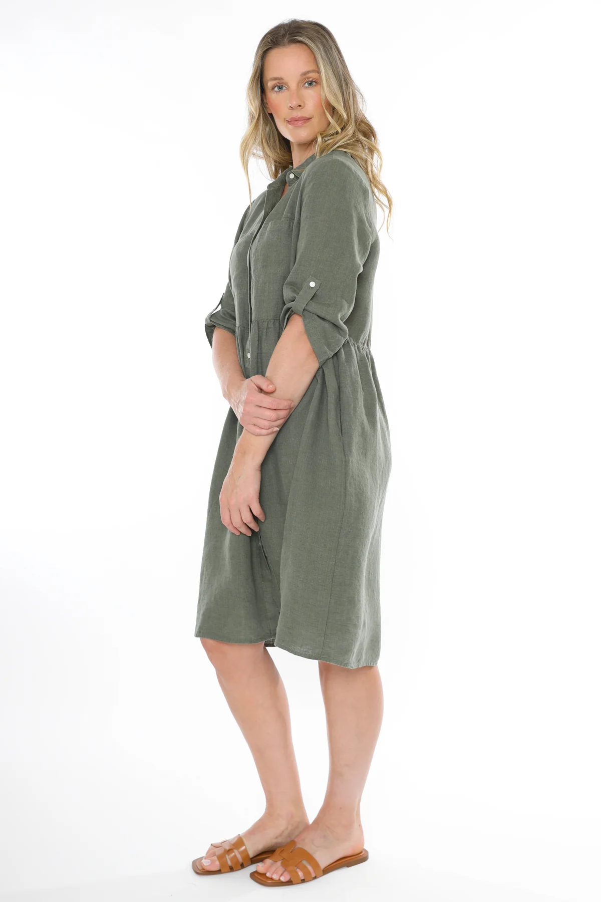 Jump 2 Pocket Linen Dress -Juniper - Image 4