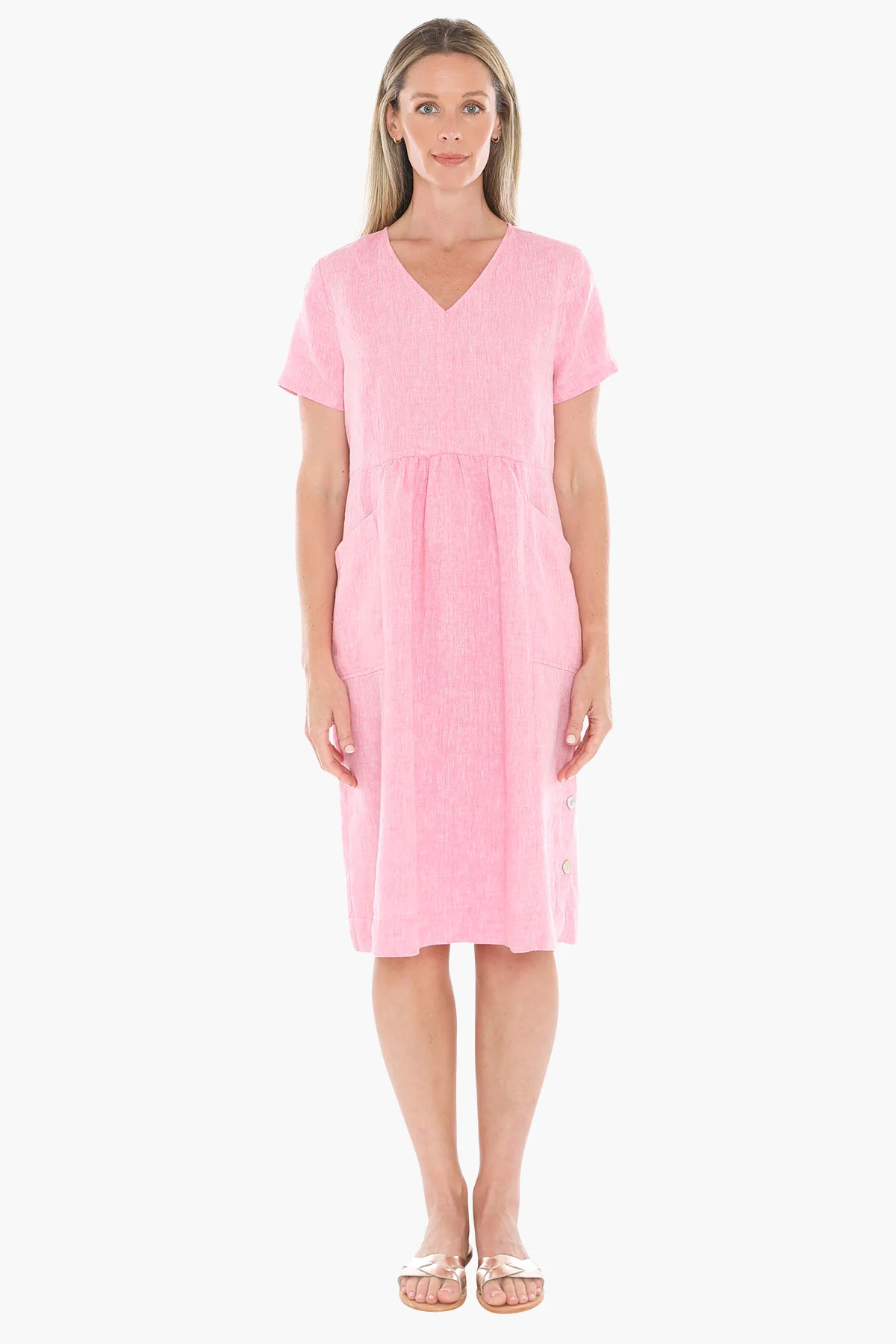 Jump Button Through Dress - Flamingo - Image 3