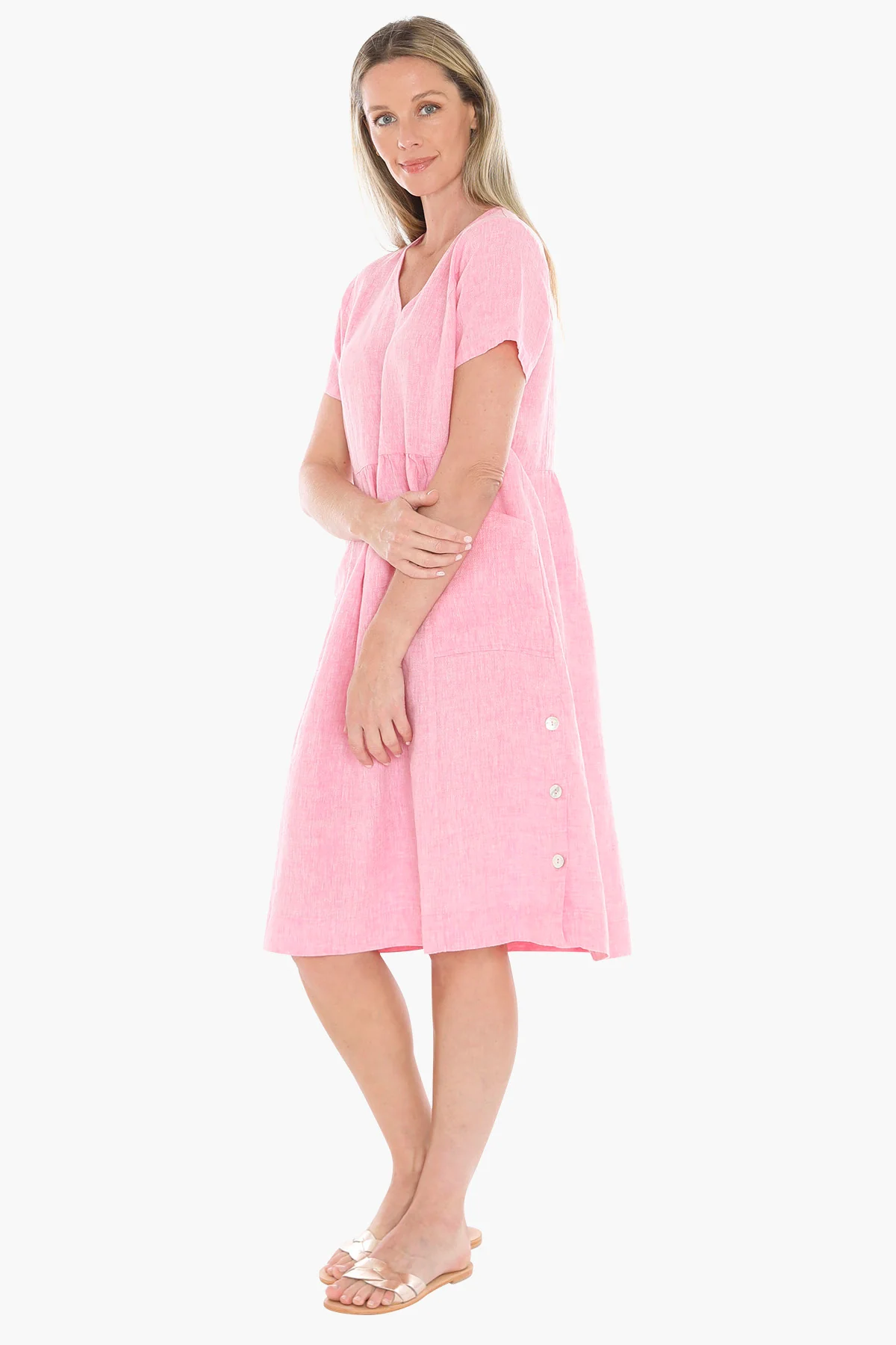 Jump Button Through Dress - Flamingo - Image 4