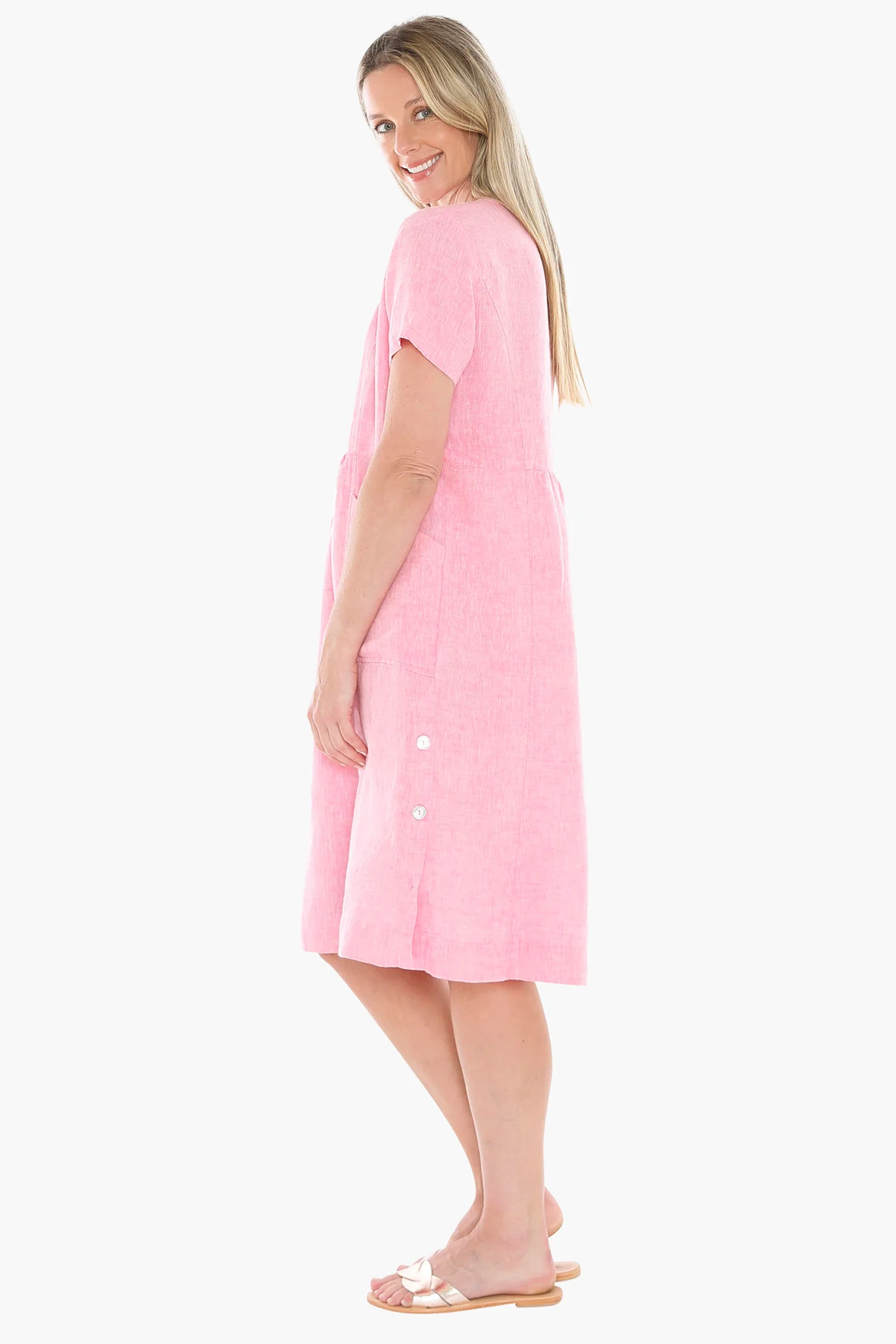 Jump Button Through Dress - Flamingo - Image 6