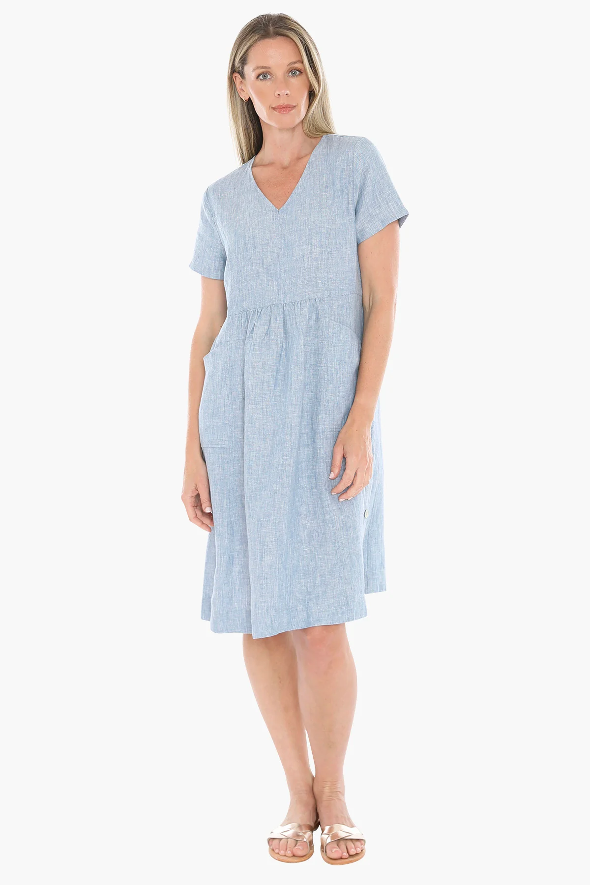 Jump Button Through Dress - Ocean - Image 3