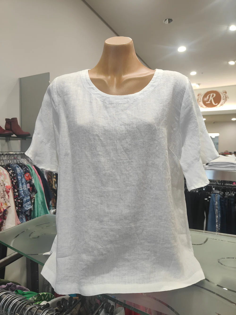 Jump Flounce Sleeve Linen Top - White