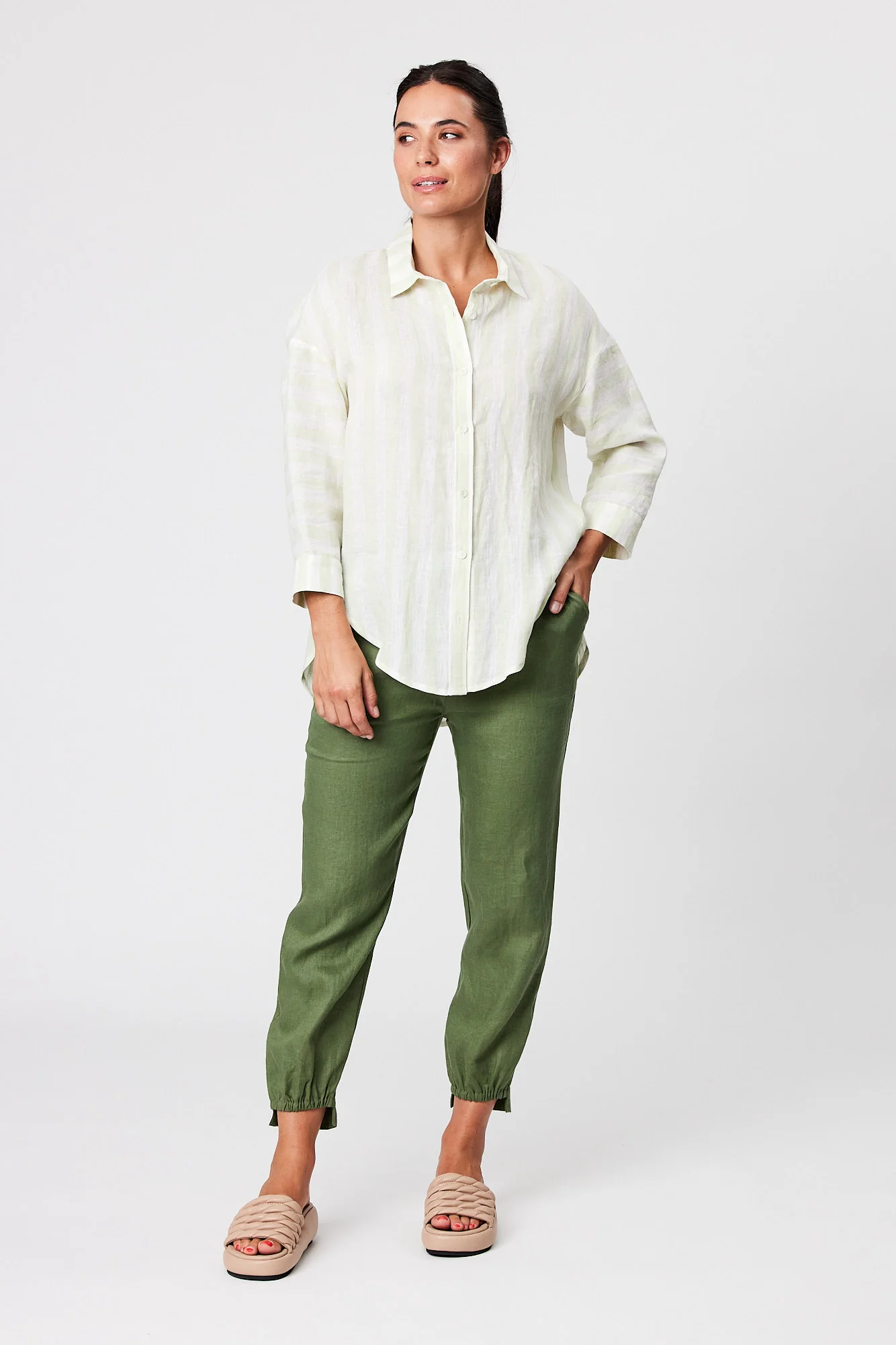 Blackstone Linen Pant -Green Fig - Image 2