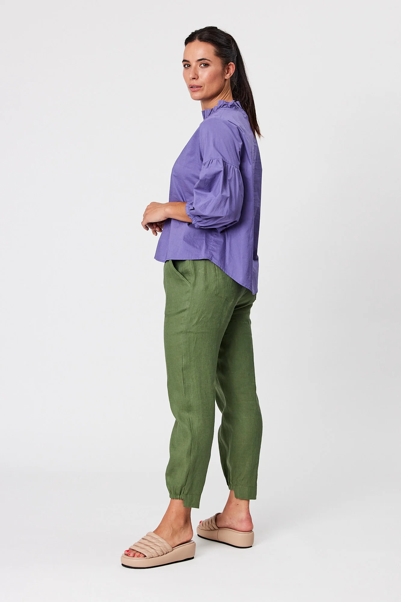 Blackstone Linen Pant -Green Fig - Image 4