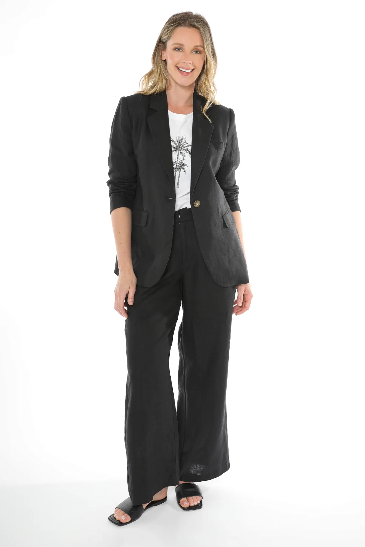 Jump Linen Blazer - Black - Image 5