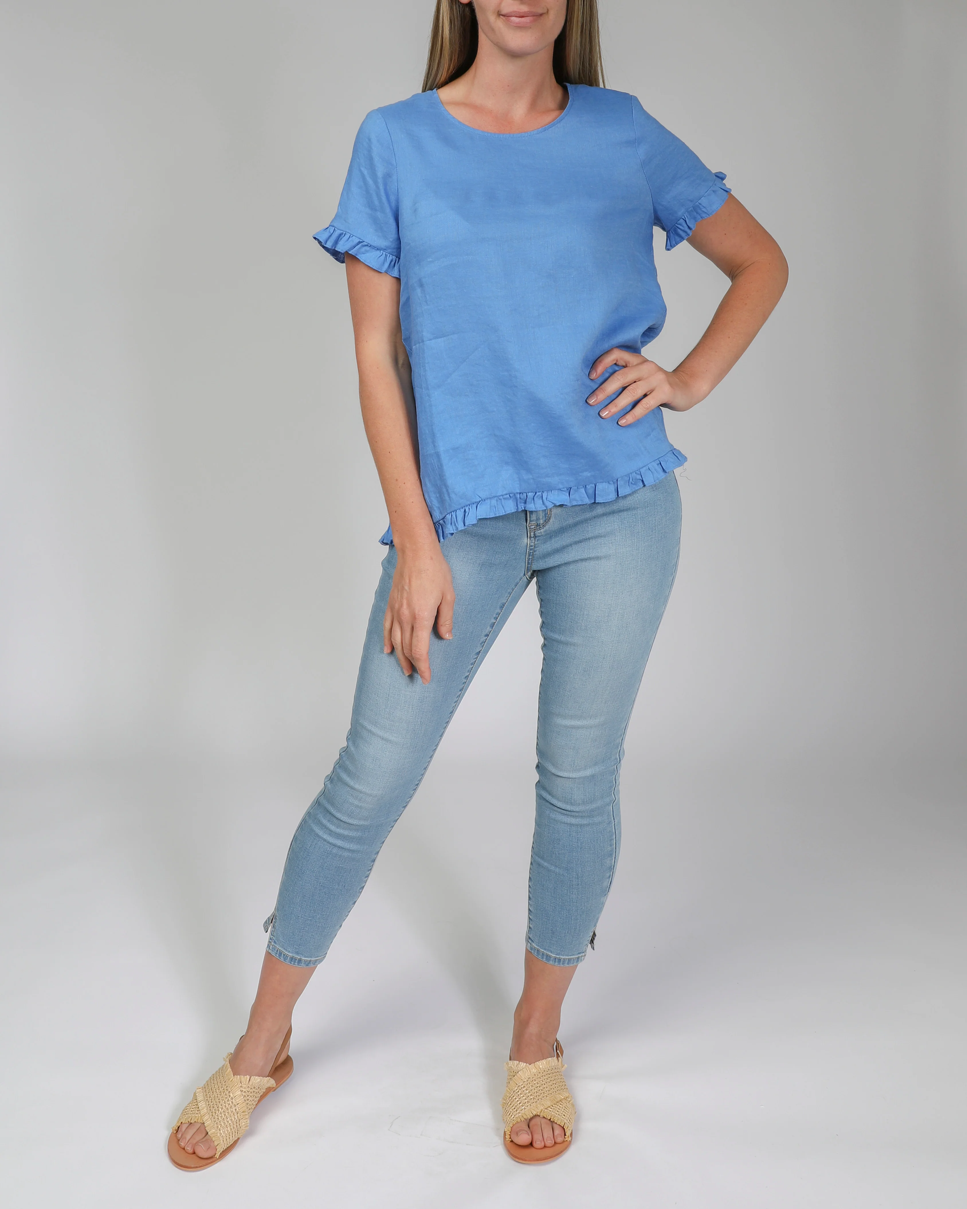 Jump Linen Blouse -Azure Blue - Image 2