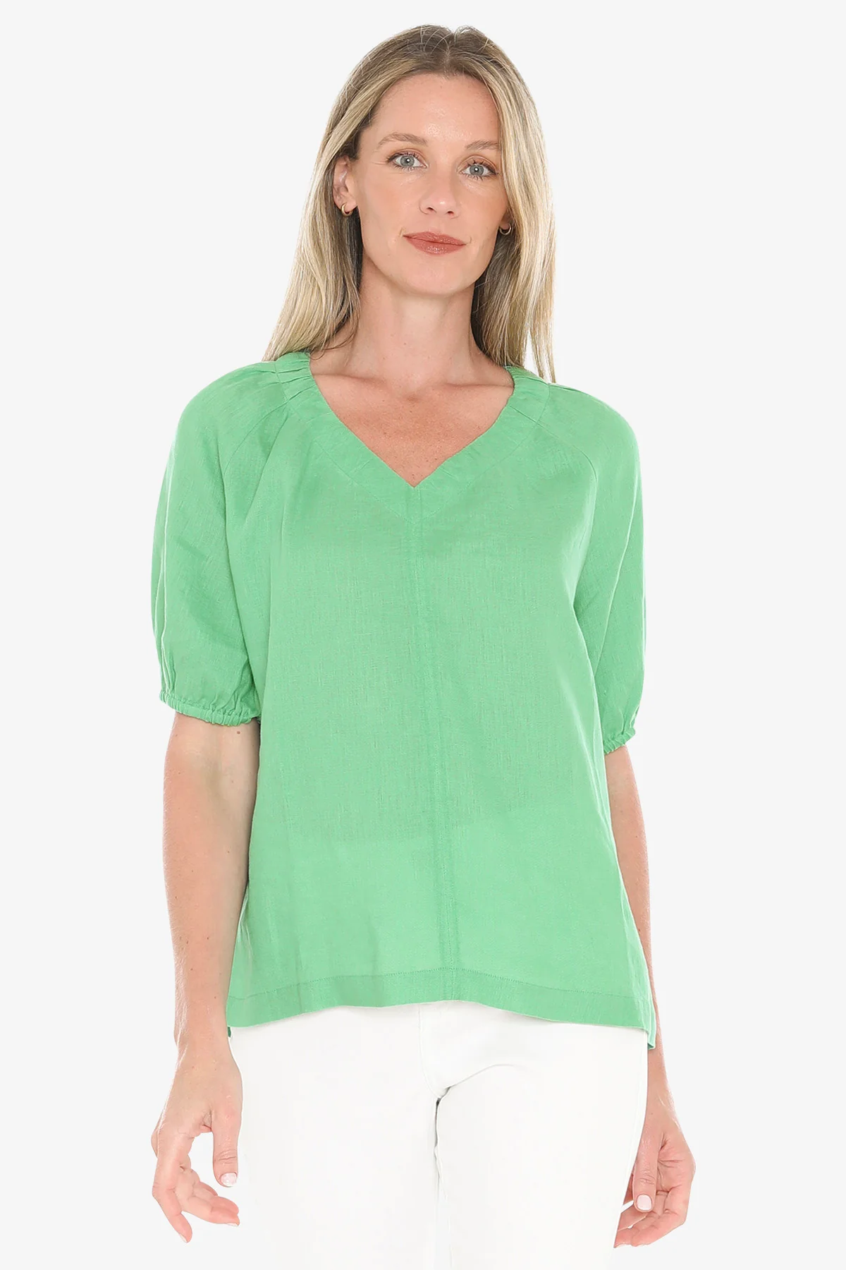 Jump Ruched V-Neck Top - Apple - Image 3