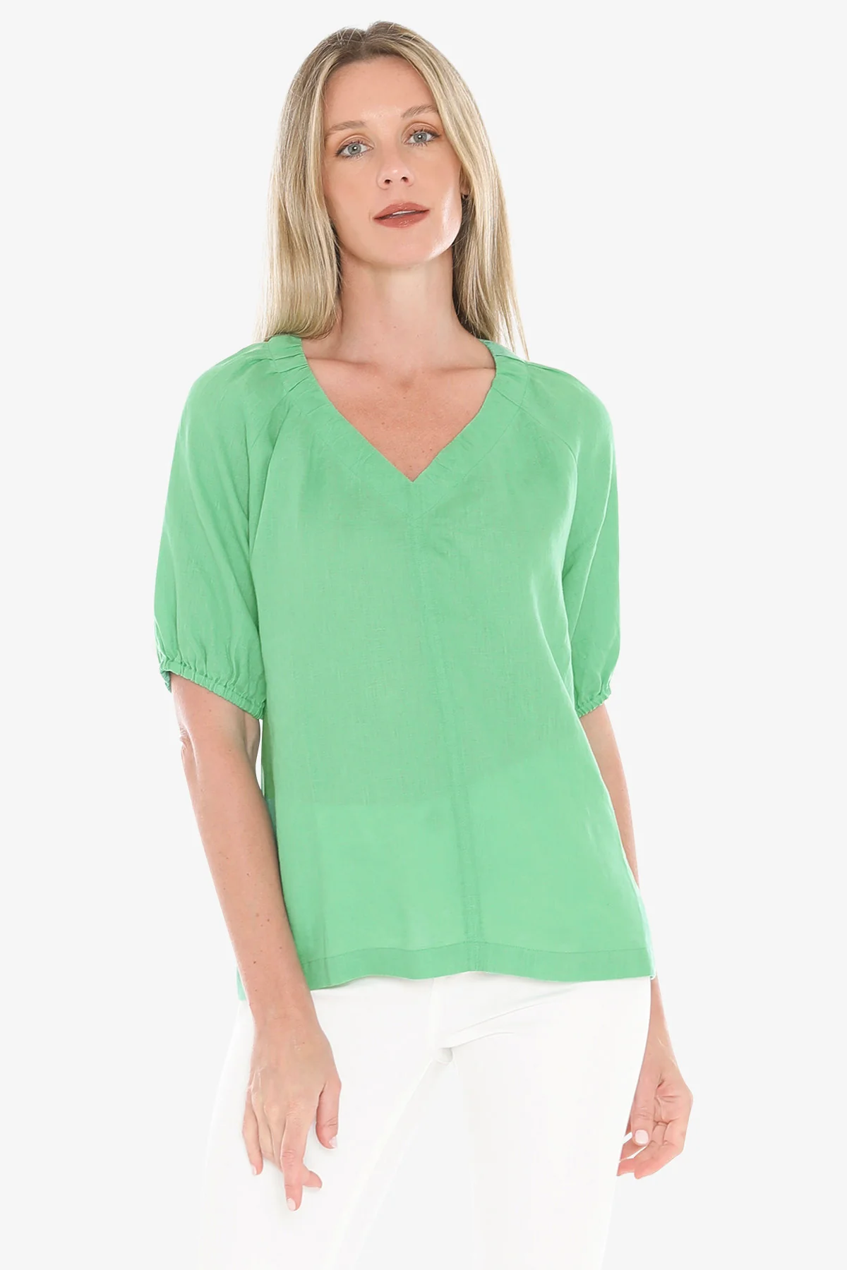 Jump Ruched V-Neck Top - Apple - Image 4