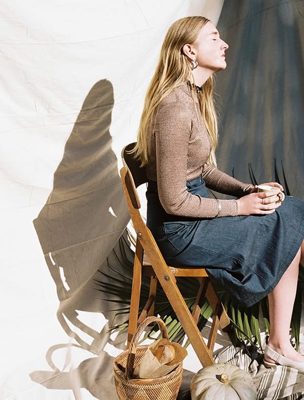 Kate Sylvester Chambray Belted Skirt - Image 5