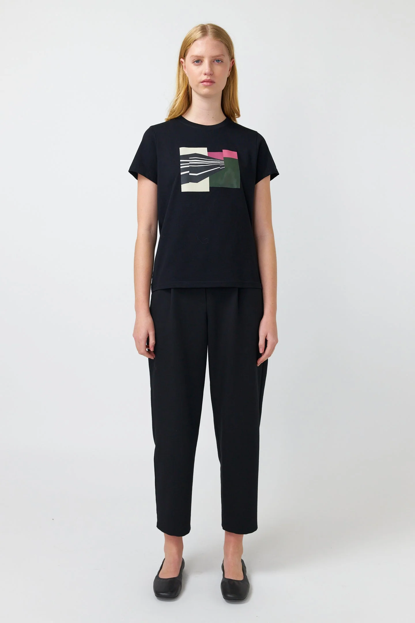 Kate Sylvester Desert Stripe T-Shirt Black - Image 4