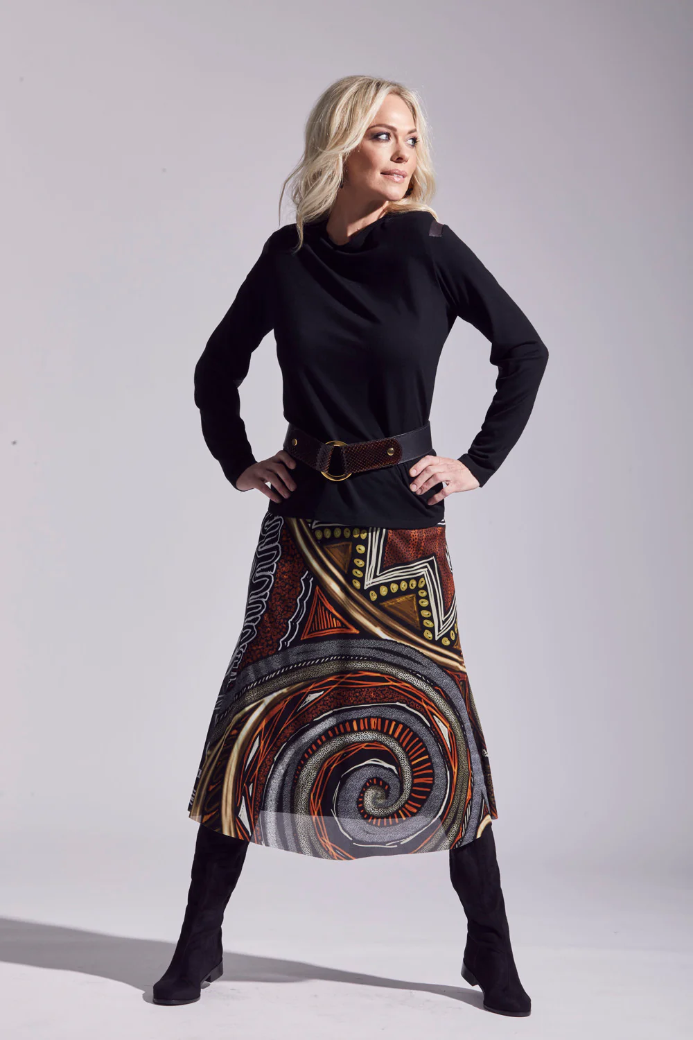 Leather Patch Merino Top - Black - Image 2