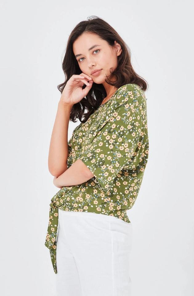 Lemon Tree Delfina Top-Green Daisy - Image 2
