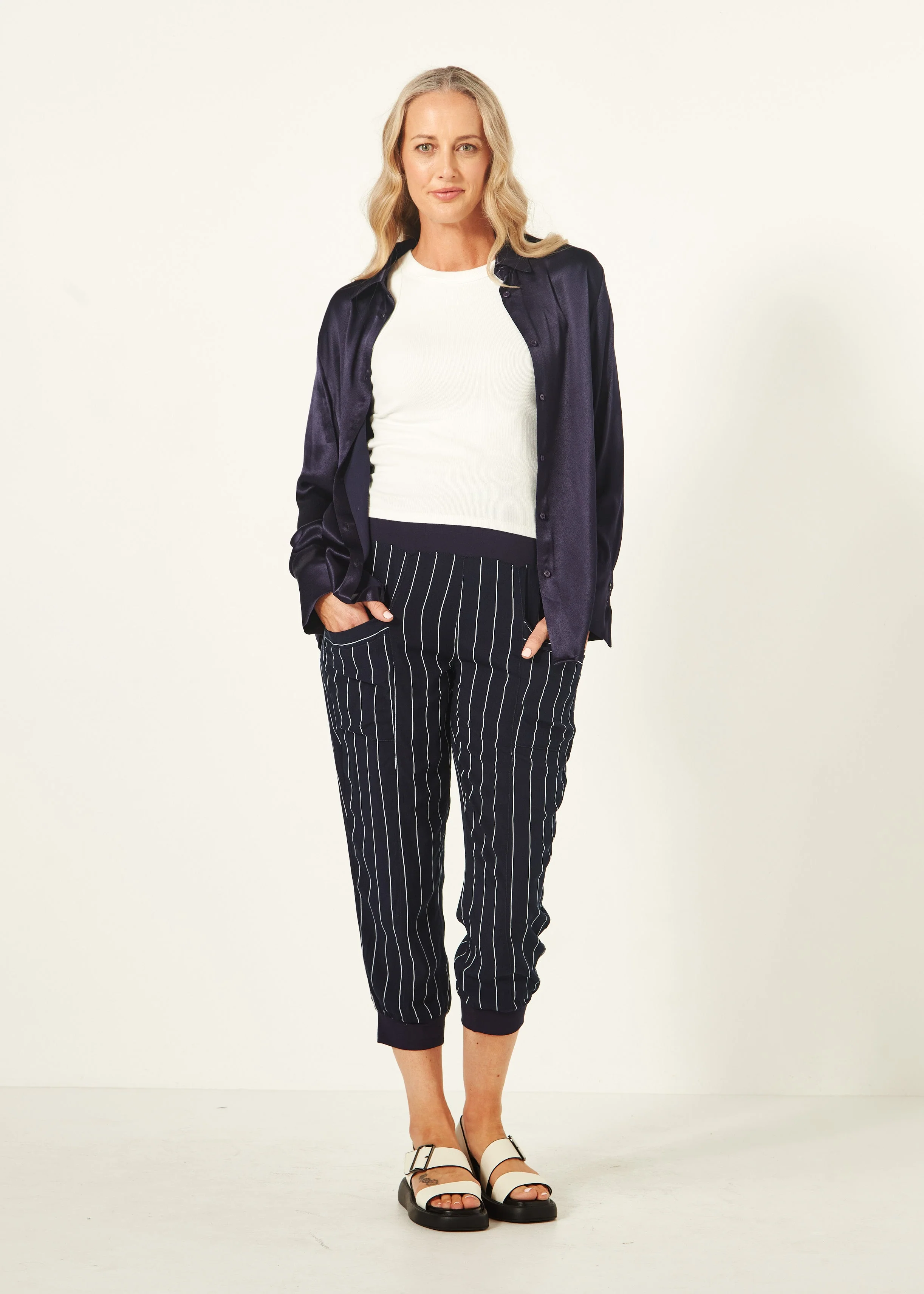 Lemon Tree Harem Pant Navy Stripe - Image 2