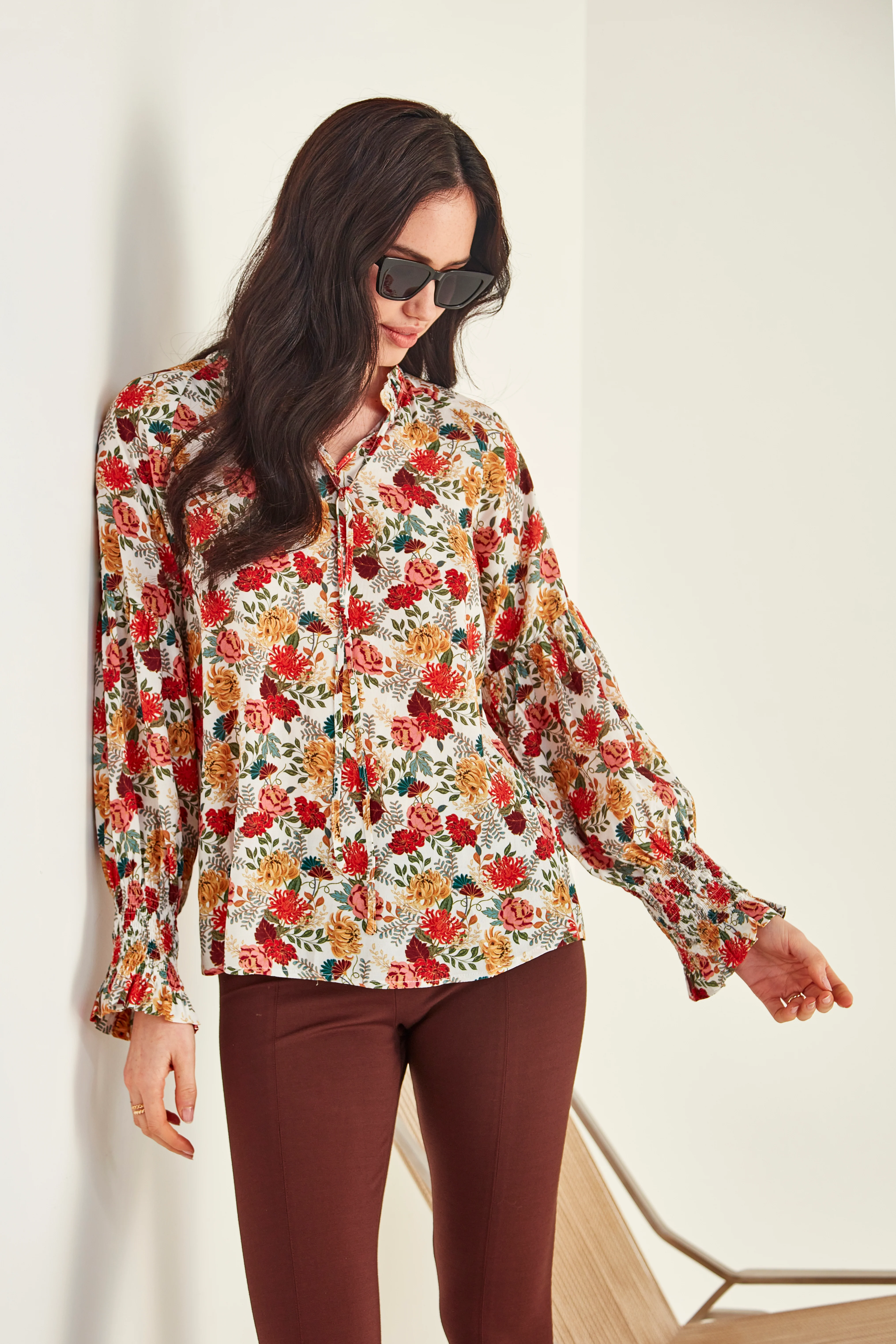 Lemon Tree Jamila Top - Ecru Print