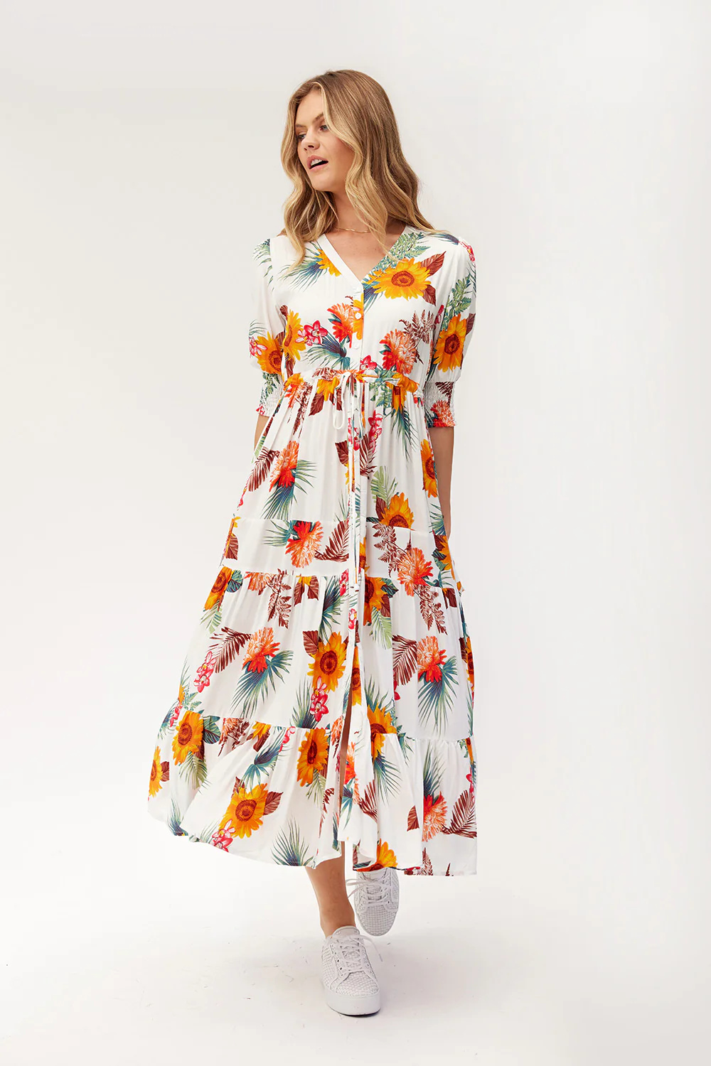 Lemon Tree Jayda Dress- White Print - Image 2