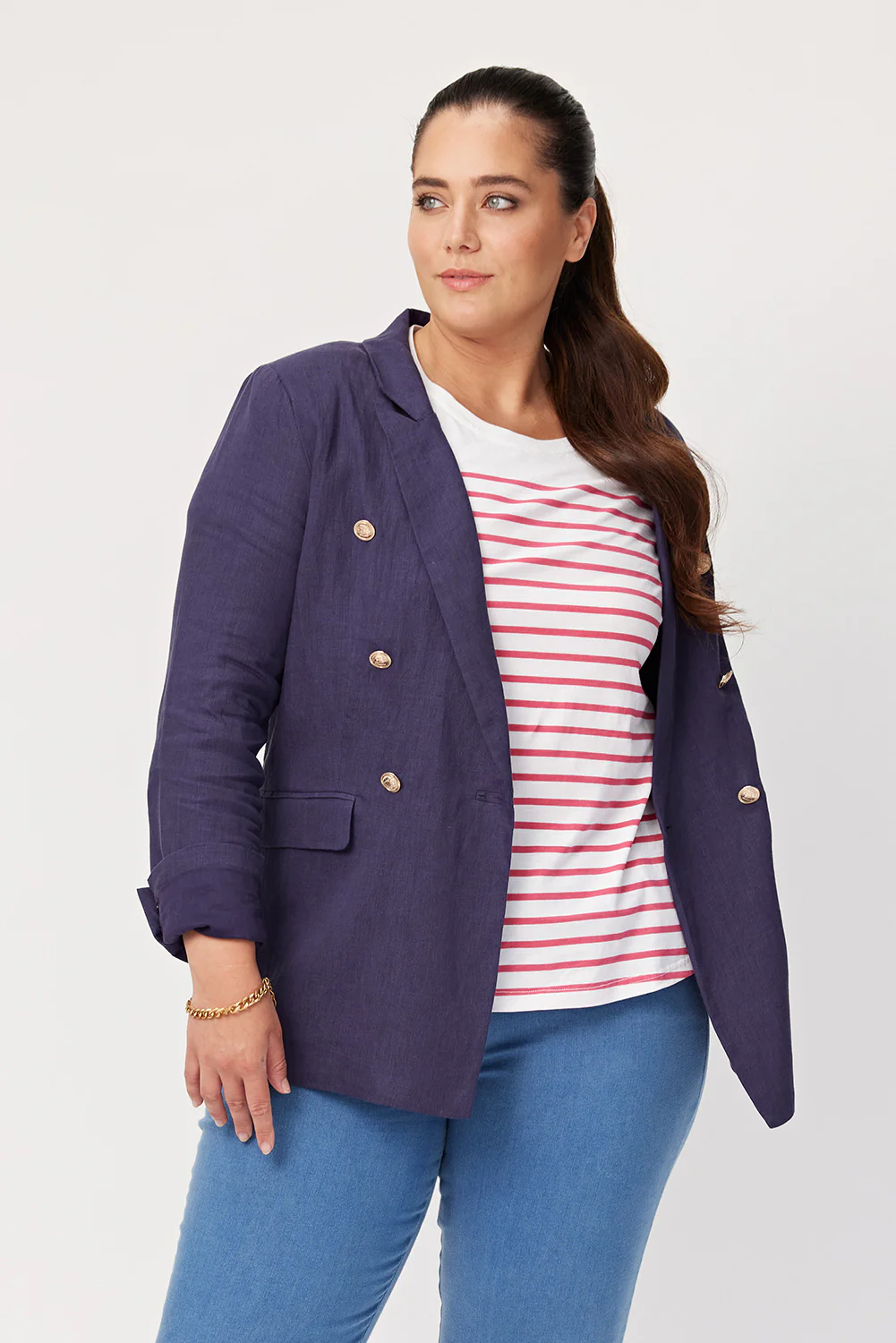 Lemon Tree Jordan Linen Blazer - Navy - Image 3