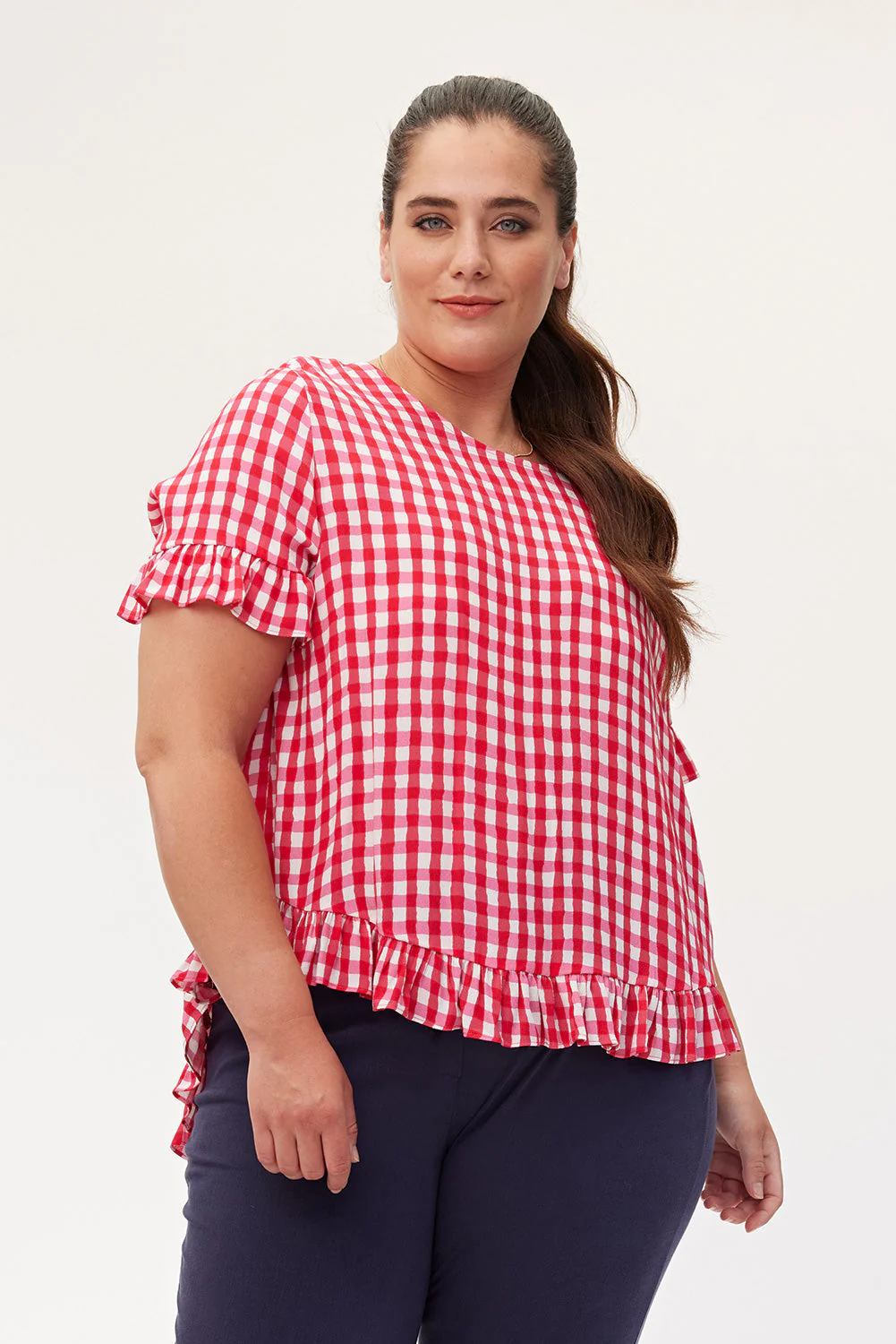 Lemon Tree Madelaine Top Cerise Check